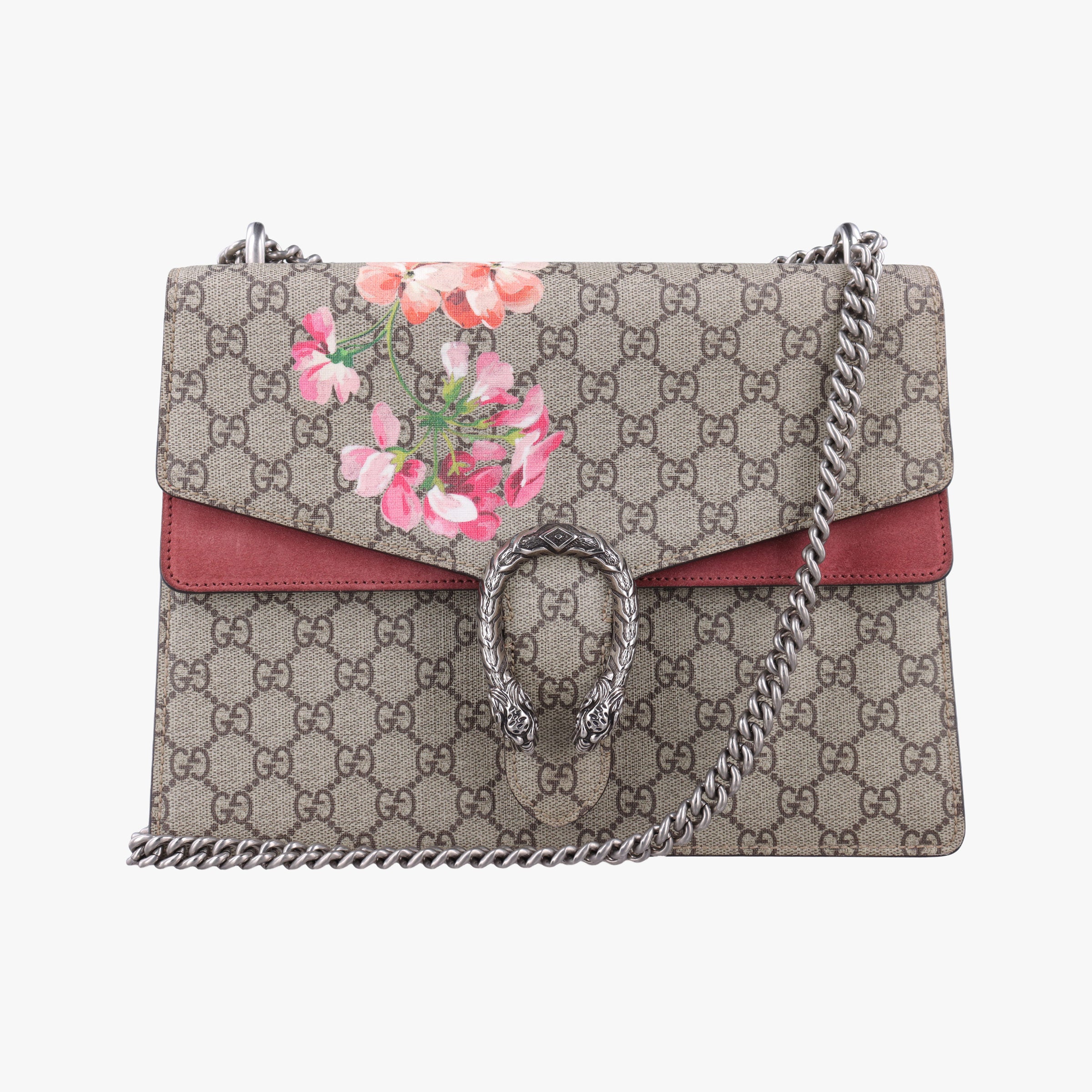 Pre-owned Gucci Dionysus beige×red×multi PVC coated canvas × suede 400235 shoulderbag | stylenewstar