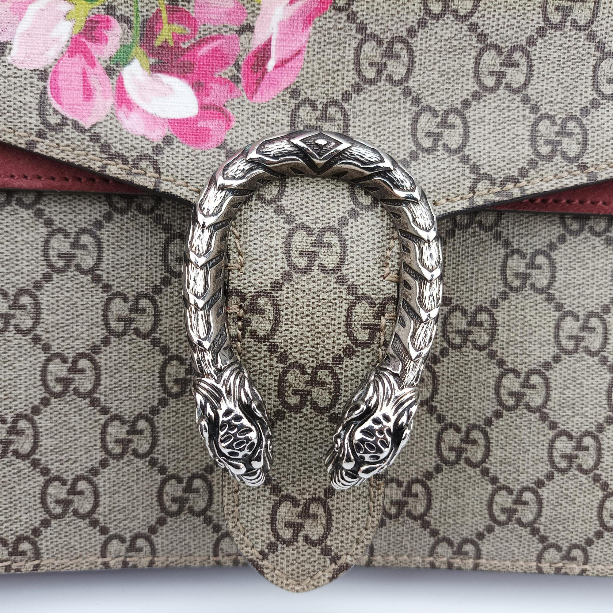 Pre-owned Gucci Dionysus beige×red×multi PVC coated canvas × suede 400235 shoulderbag | stylenewstar