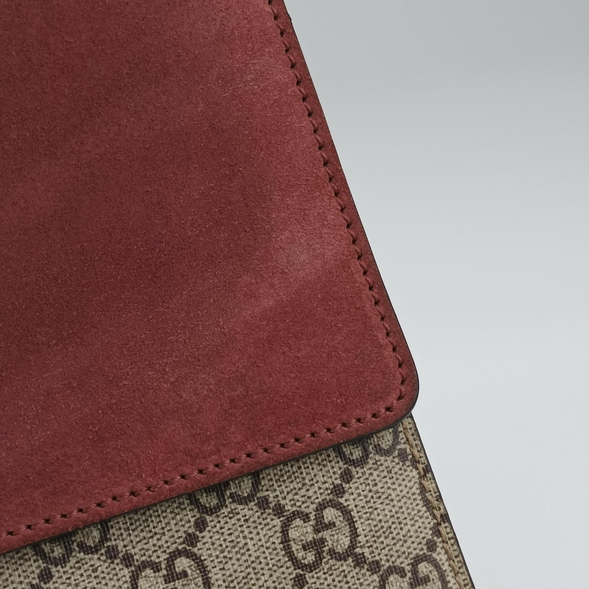 Pre-owned Gucci Dionysus beige×red×multi PVC coated canvas × suede 400235 shoulderbag | stylenewstar