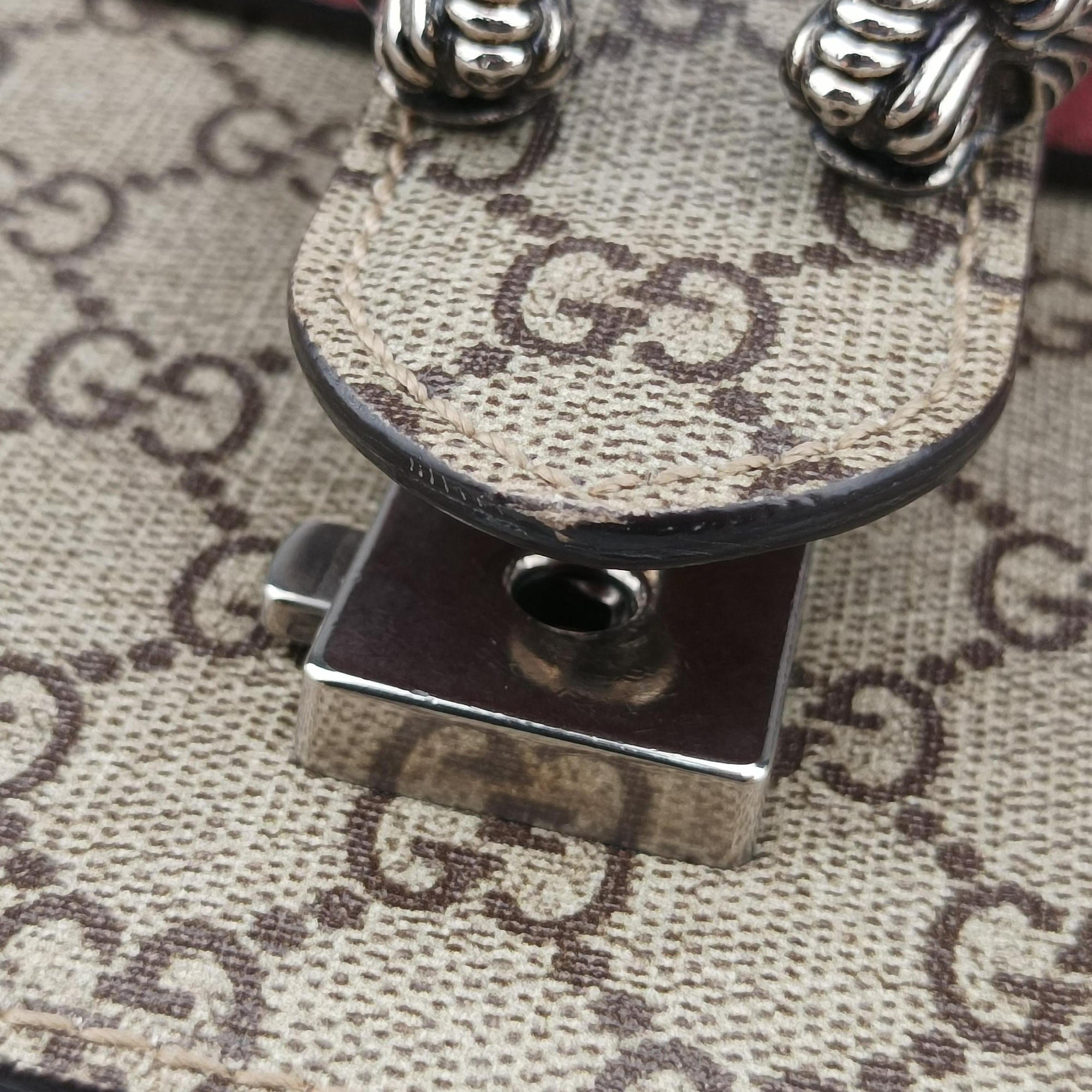 Pre-owned Gucci Dionysus beige×red×multi PVC coated canvas × suede 400235 shoulderbag | stylenewstar