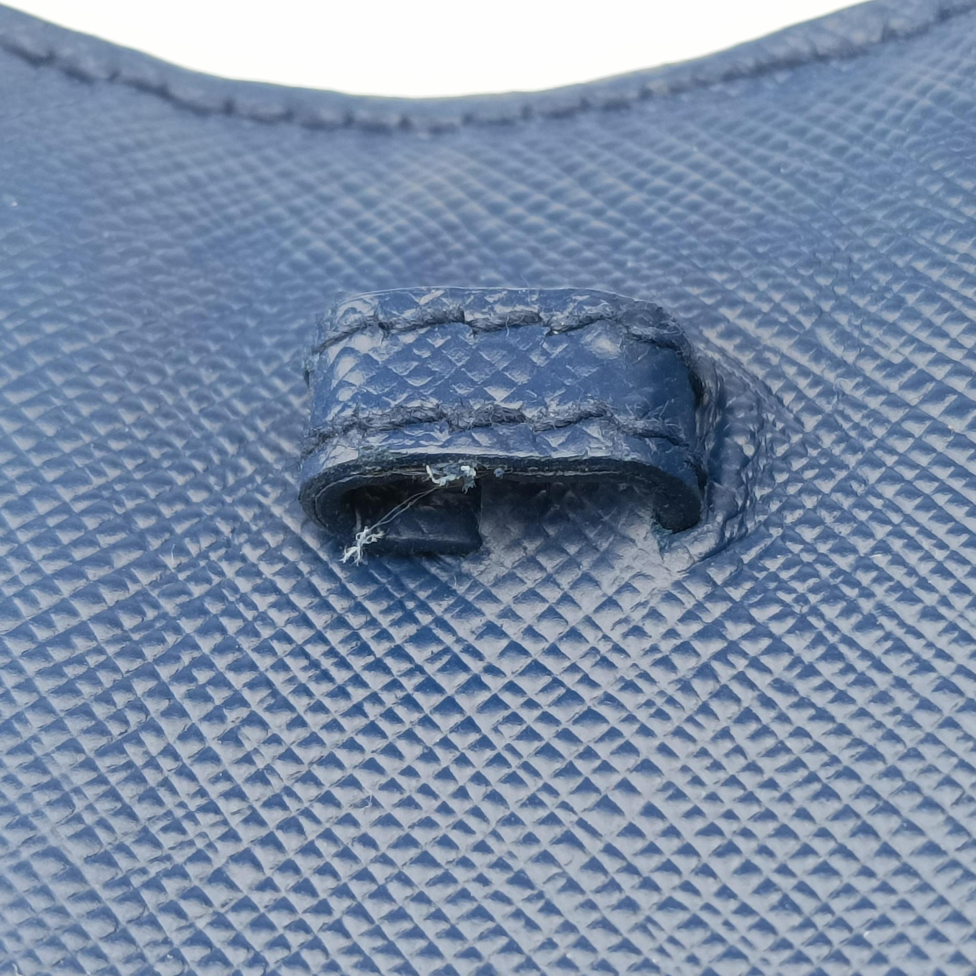 Pre-owned Prada Ribbon Blue x Black Leather×SAFFIANO Leather 1BH009 shoulderbag | stylenewstar