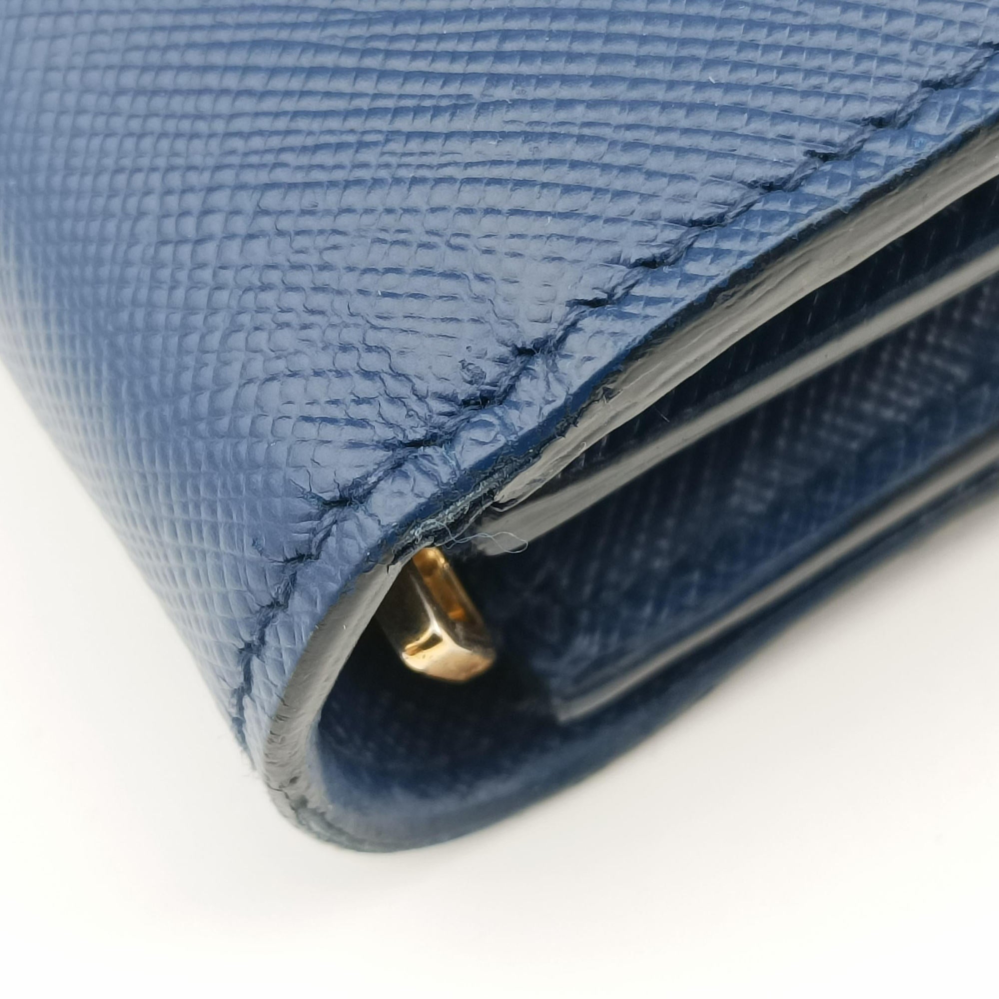 Pre-owned Prada Ribbon Blue x Black Leather×SAFFIANO Leather 1BH009 shoulderbag | stylenewstar