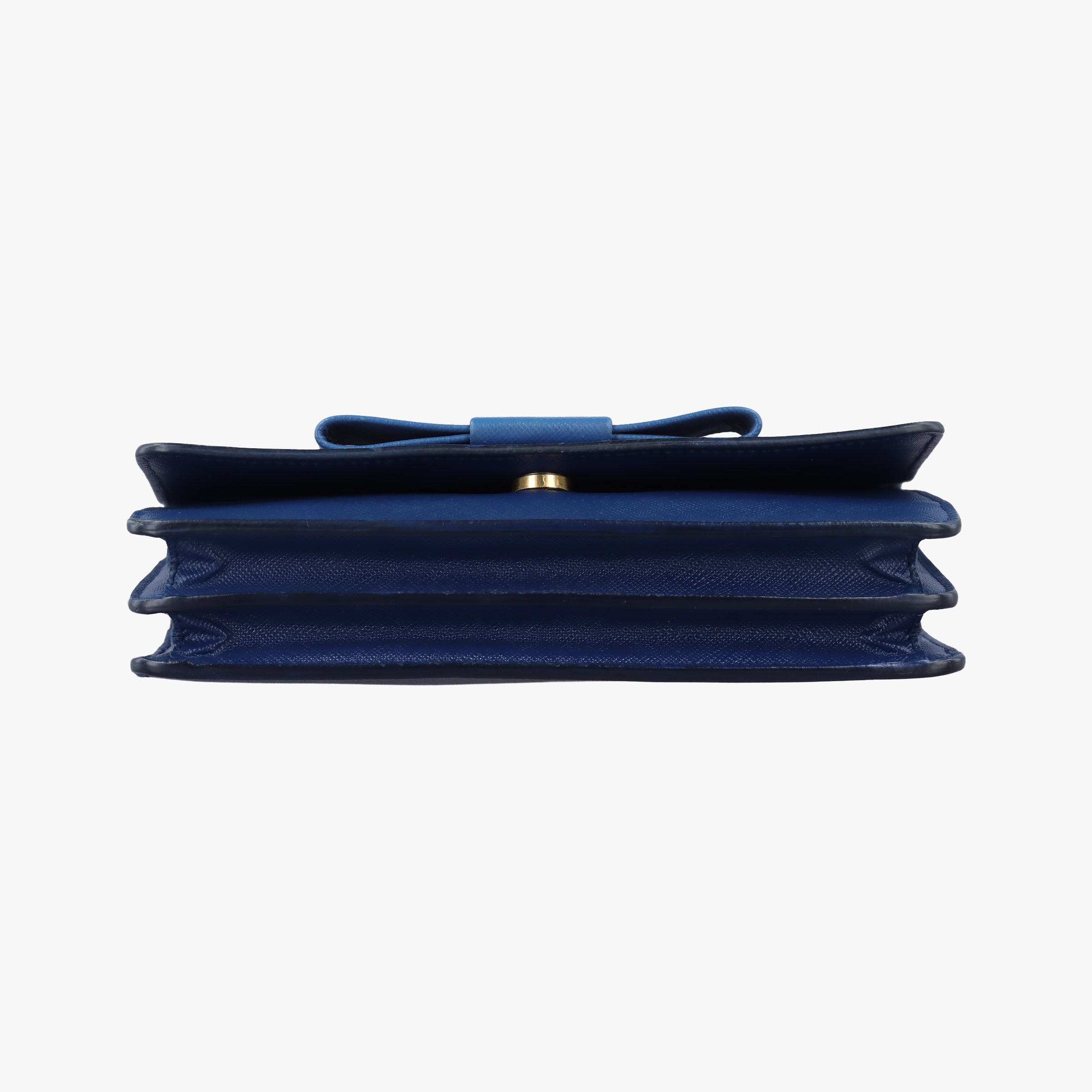Pre-owned Prada Ribbon Blue x Black Leather×SAFFIANO Leather 1BH009 shoulderbag | stylenewstar
