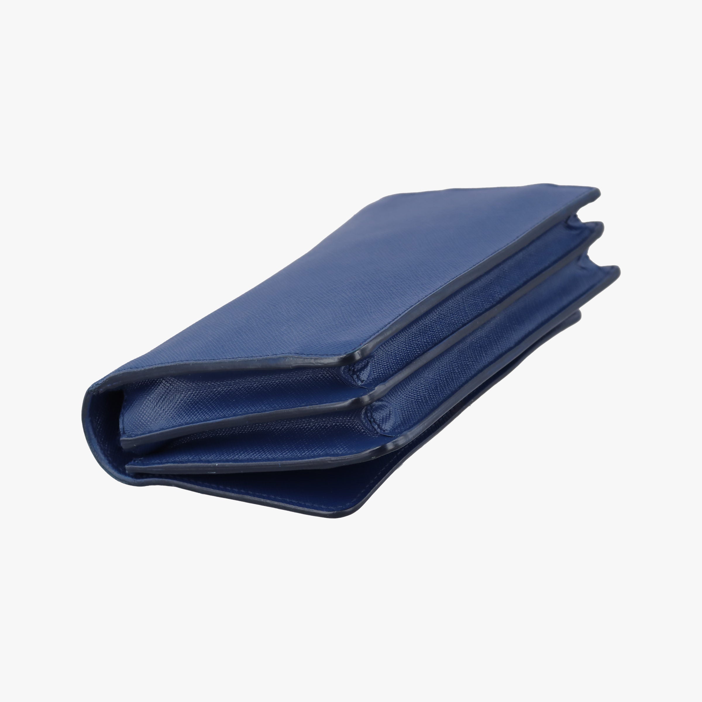 Pre-owned Prada Ribbon Blue x Black Leather×SAFFIANO Leather 1BH009 shoulderbag | stylenewstar