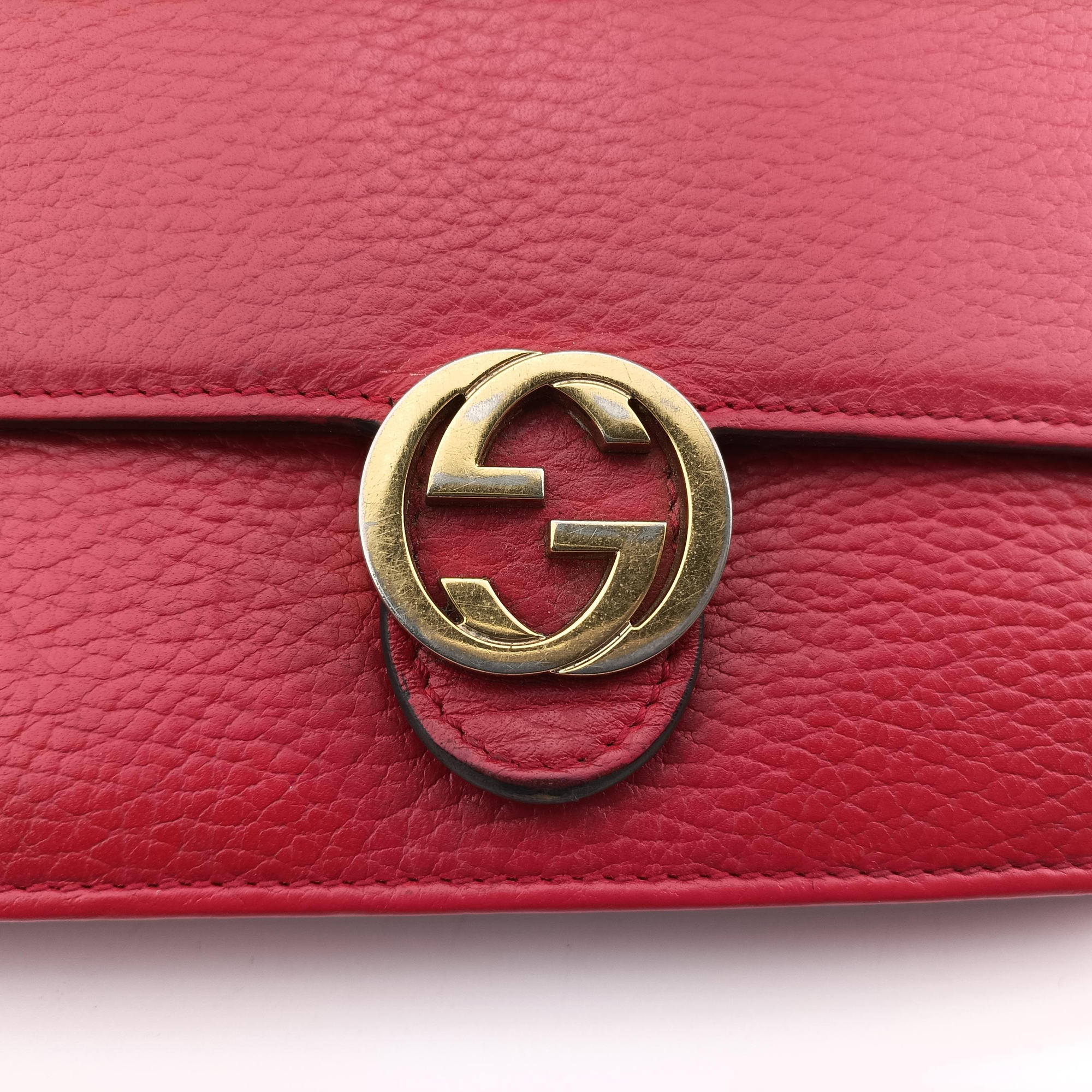 Pre-owned Gucci Interlocking G Red Leather 510314 shoulderbag | stylenewstar