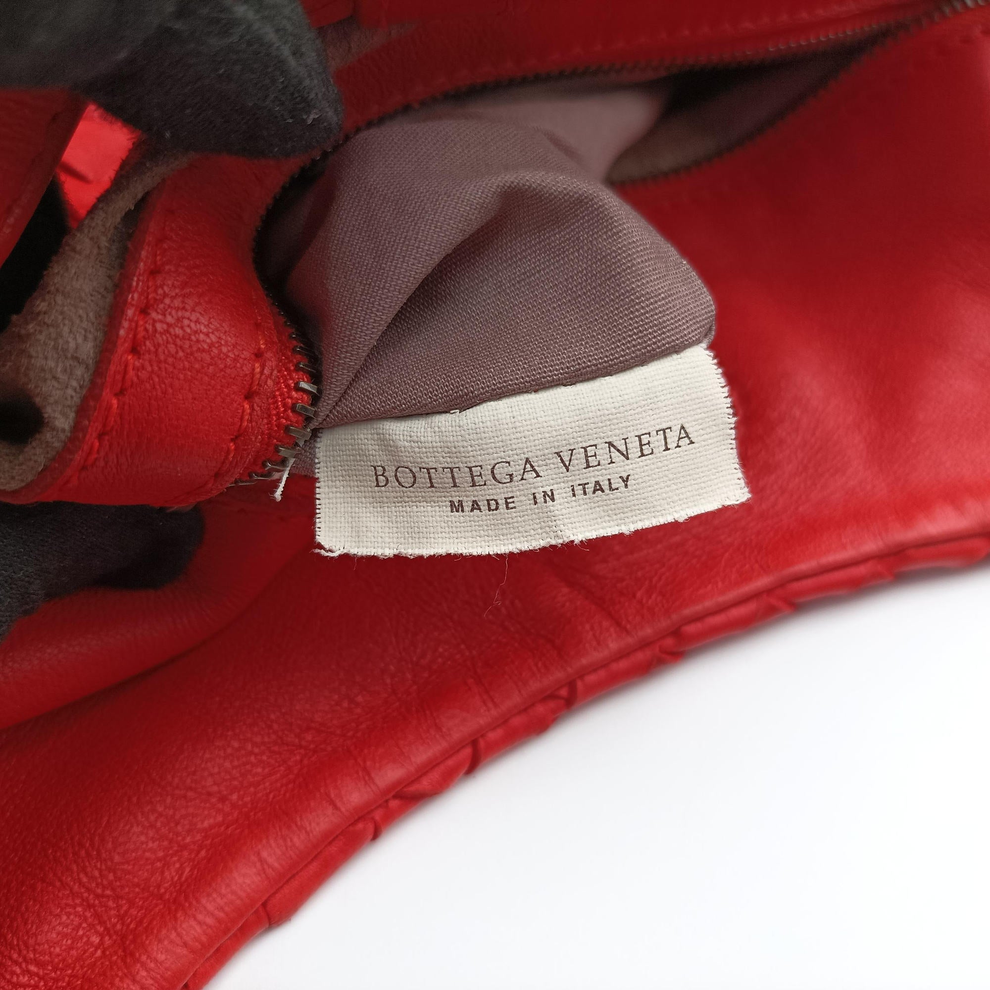 Pre-owned Bottega Veneta CAMPANA Intrecciato Red lambskin  shoulderbag | stylenewstar