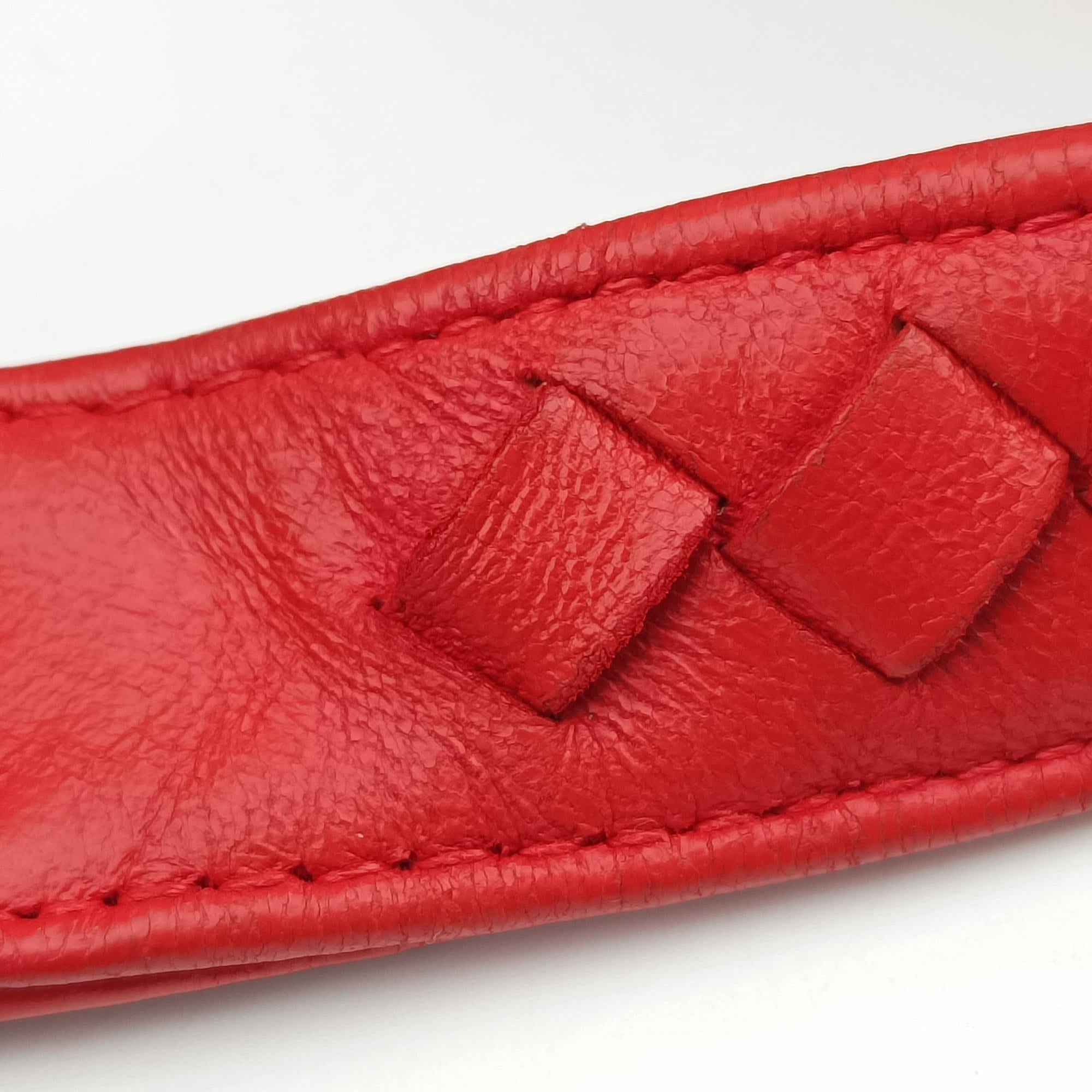 Pre-owned Bottega Veneta CAMPANA Intrecciato Red lambskin  shoulderbag | stylenewstar