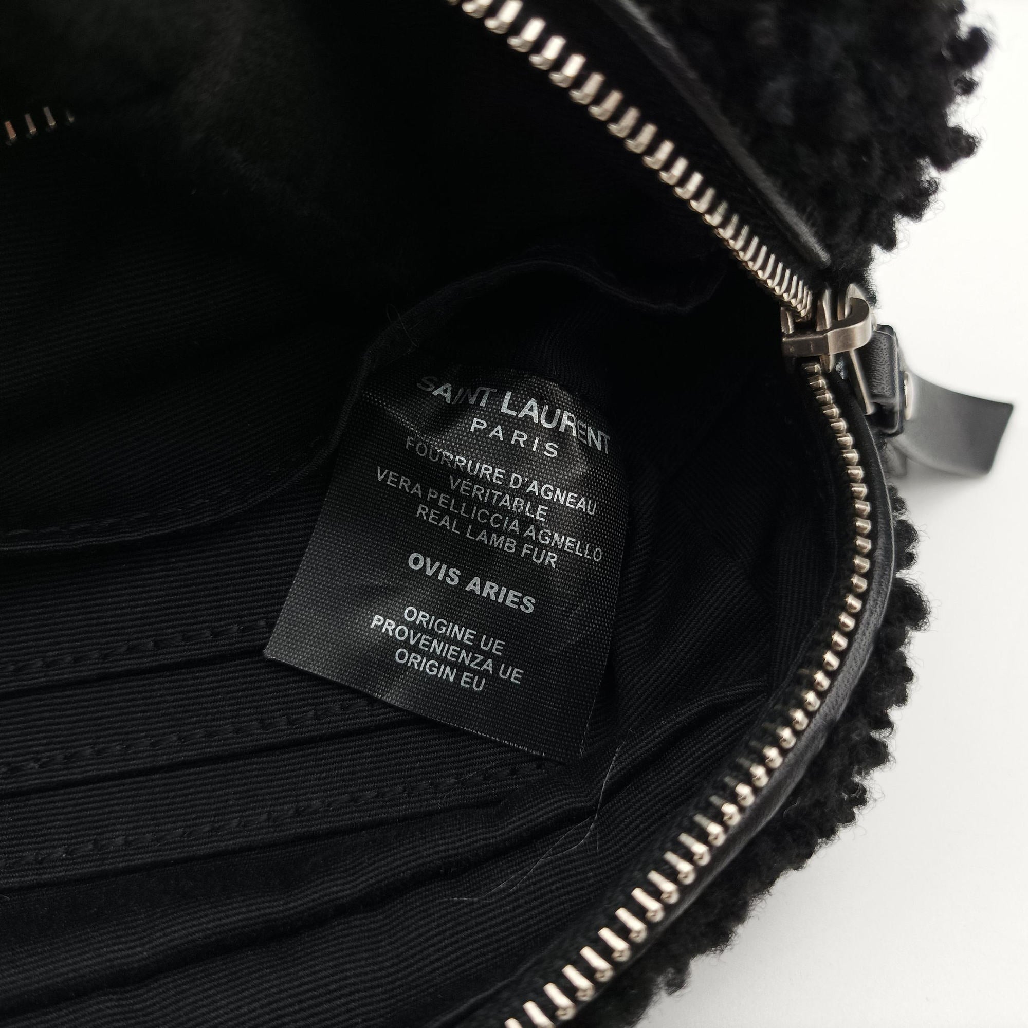 Pre-owned Yves Saint Laurent Lou Camera Bag Black  Fur x leather 534444 bum bag/waist bag | stylenewstar