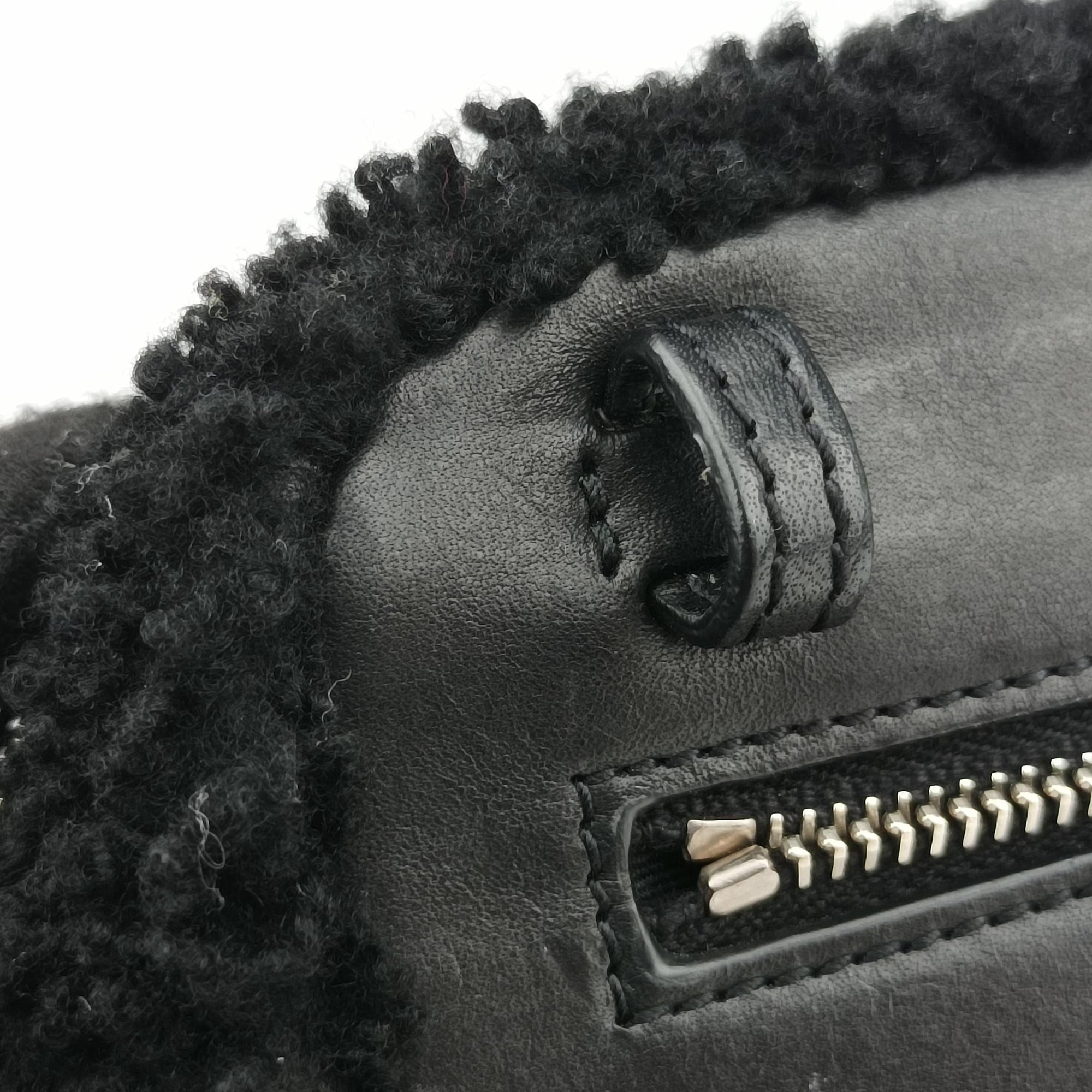Pre-owned Yves Saint Laurent Lou Camera Bag Black  Fur x leather 534444 bum bag/waist bag | stylenewstar