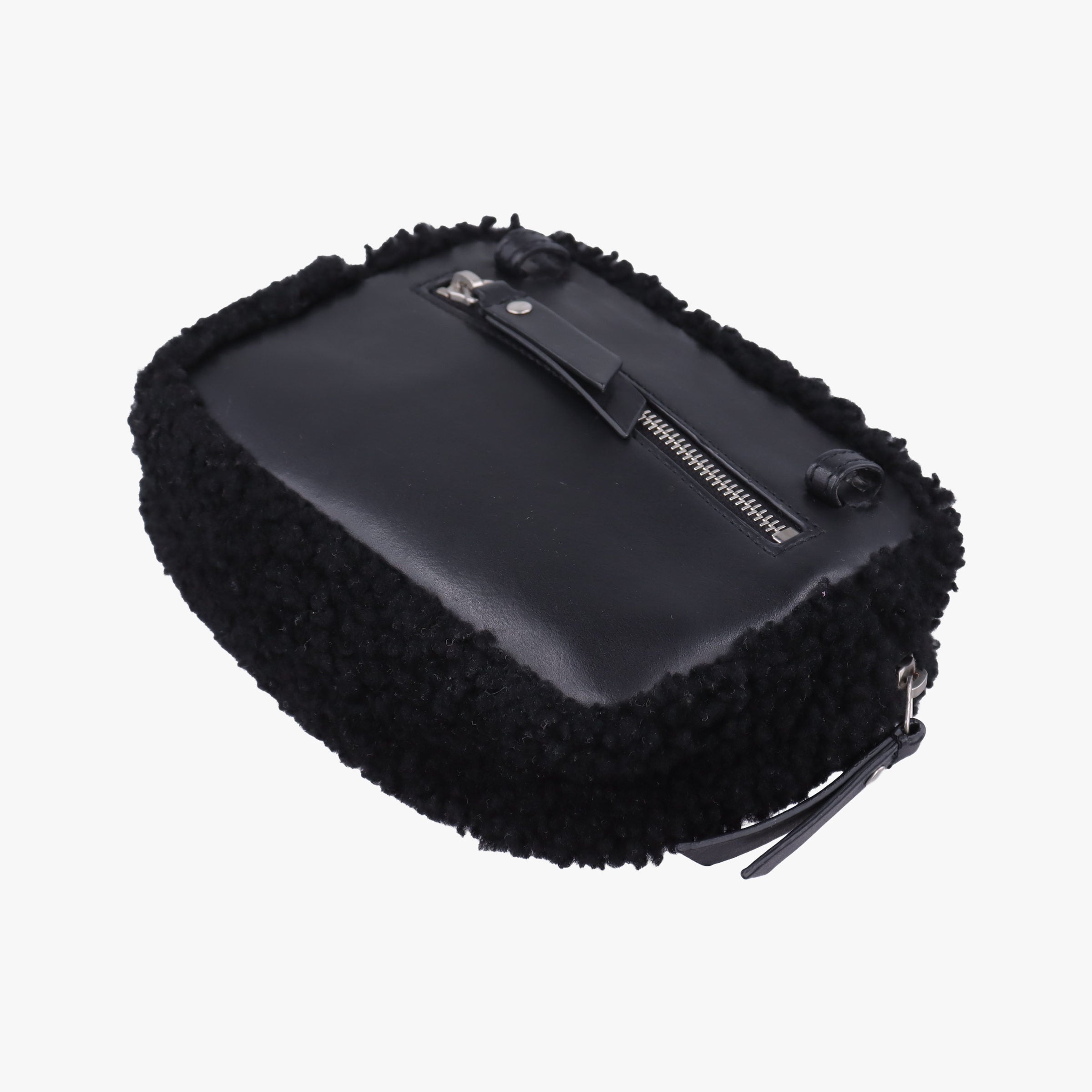 Pre-owned Yves Saint Laurent Lou Camera Bag Black  Fur x leather 534444 bum bag/waist bag | stylenewstar