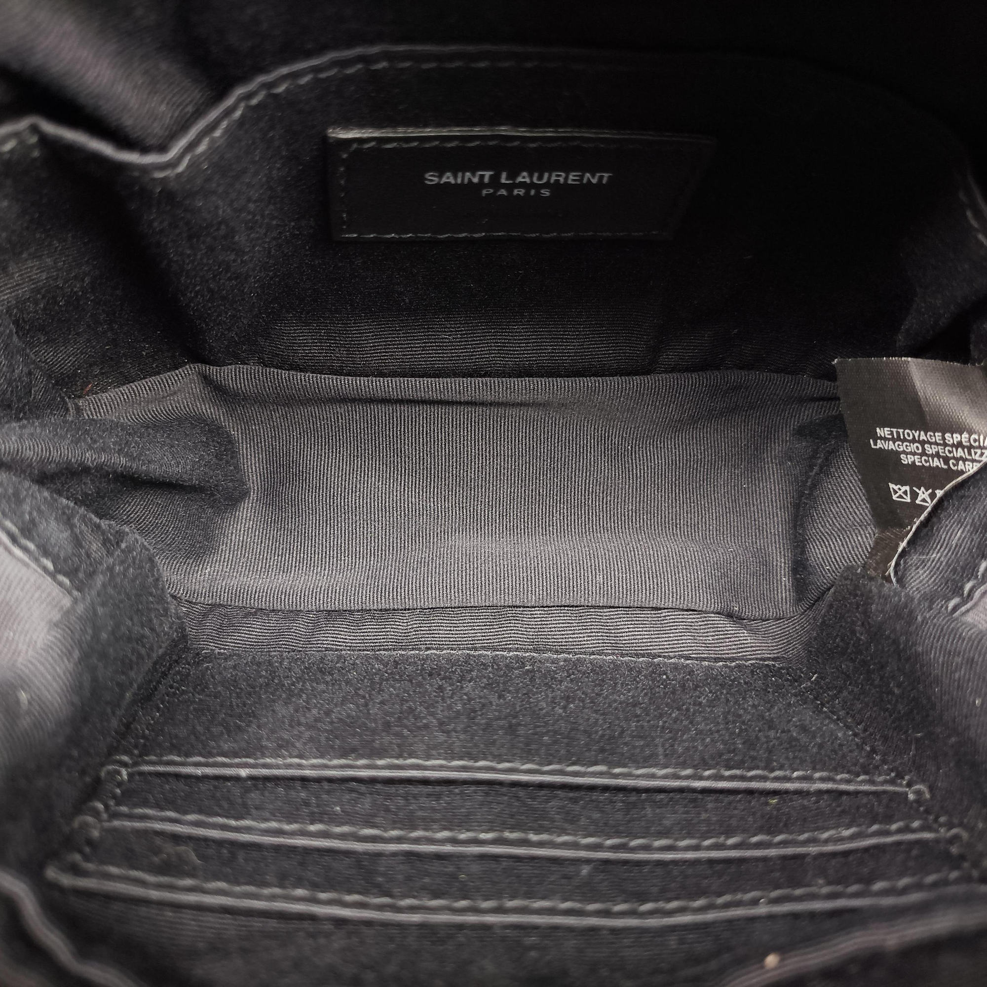 Pre-owned Yves Saint Laurent Lou Camera Bag Black  Fur x leather 534444 bum bag/waist bag | stylenewstar