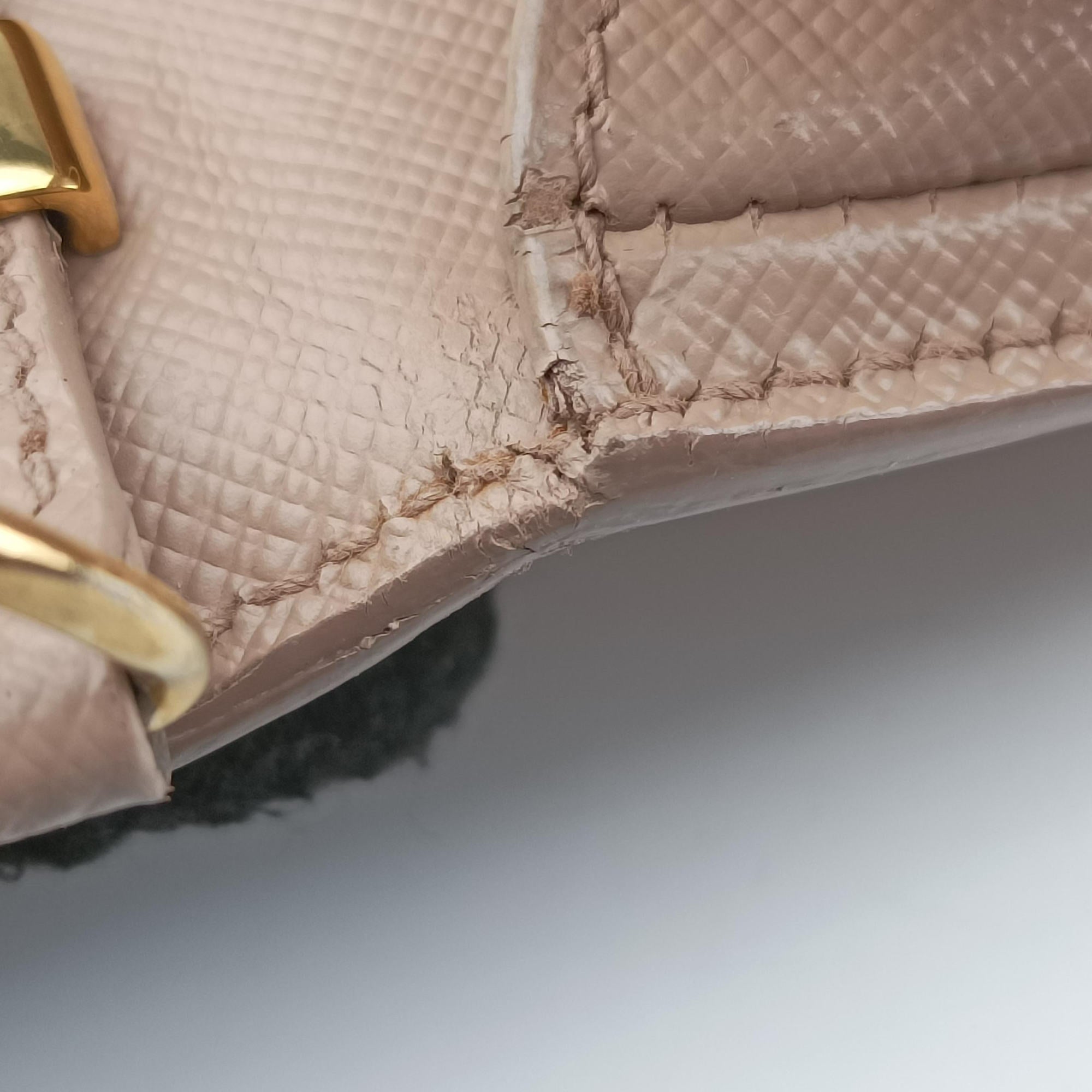 Pre-owned Prada Vitello Diano Pink Saffiano Leather 1DH044 shoulderbag | stylenewstar