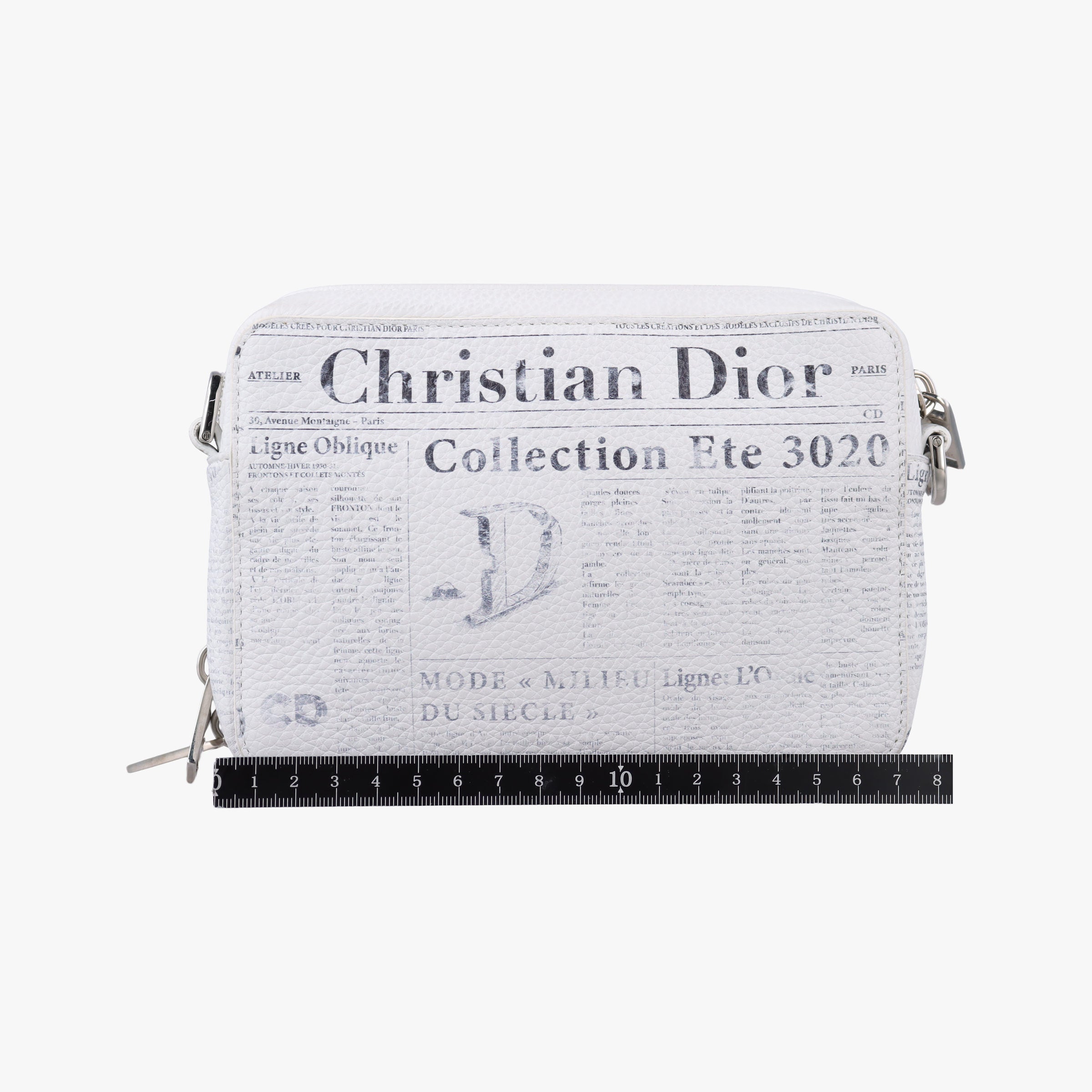 Pre-owned Christian Dior Daniel Arsham collaboration Newspaper Print White Leather  shoulderbag | stylenewstar