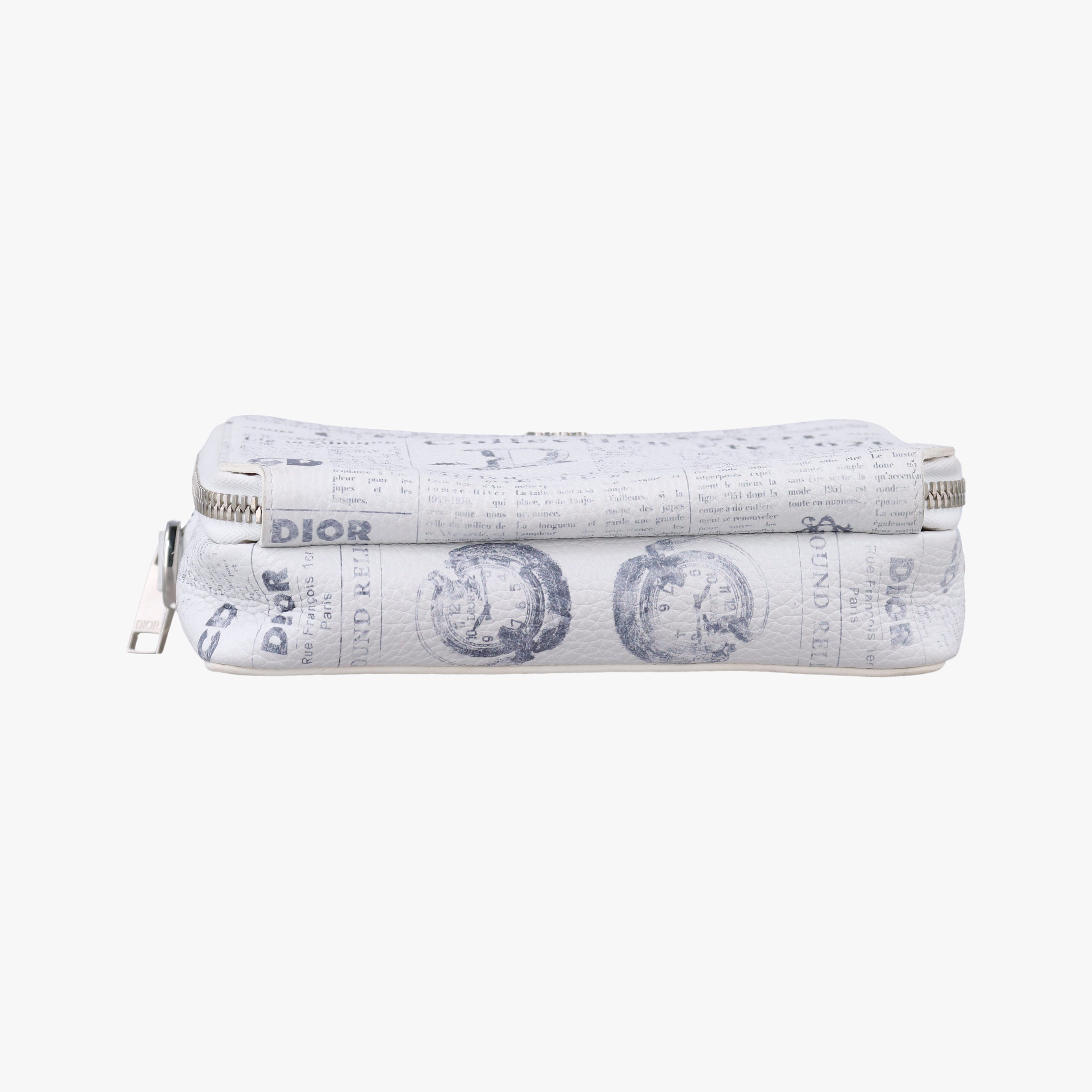 Pre-owned Christian Dior Daniel Arsham collaboration Newspaper Print White Leather  shoulderbag | stylenewstar