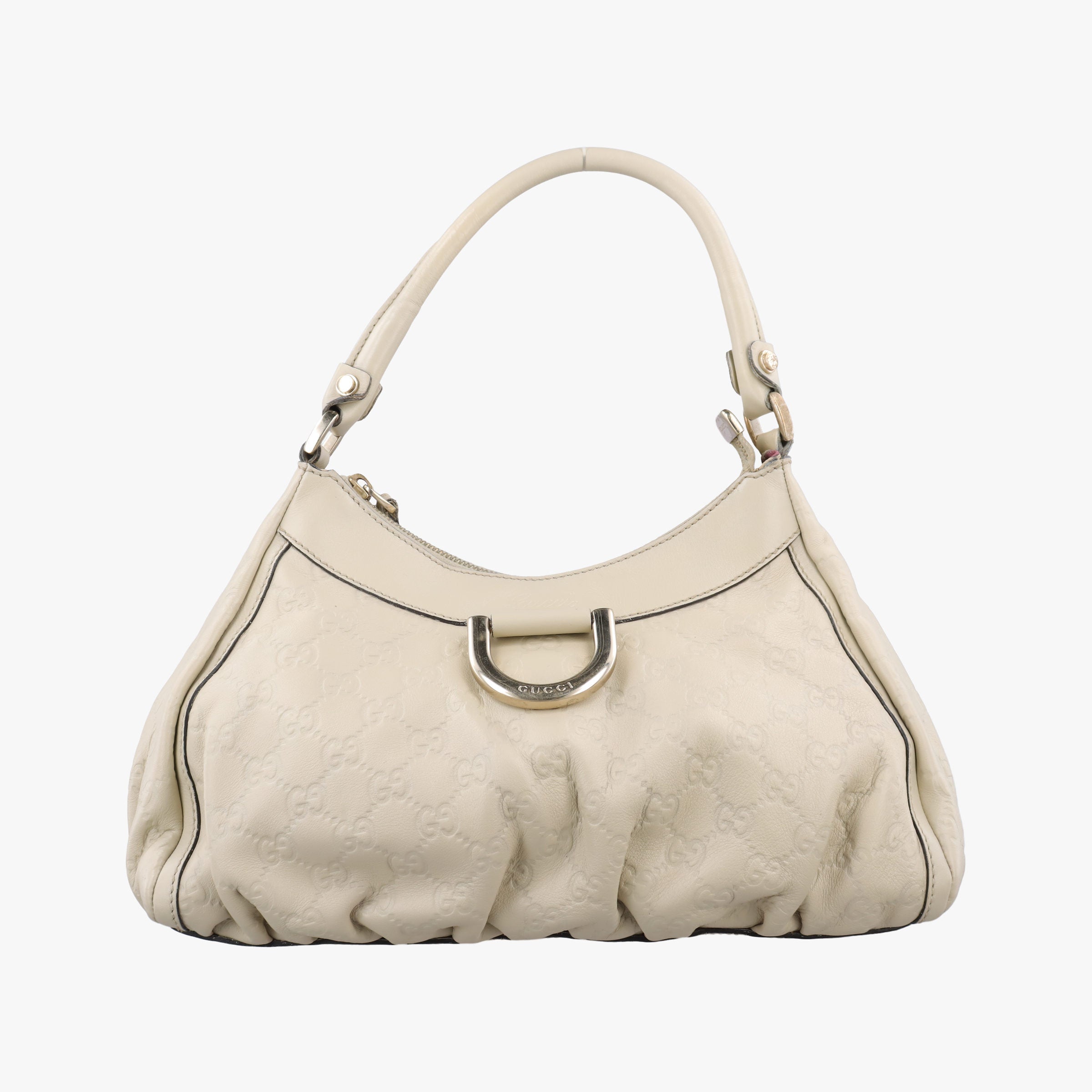 Pre-owned Gucci Abbey D-ring Hobo White Leather 190525 shoulderbag | stylenewstar