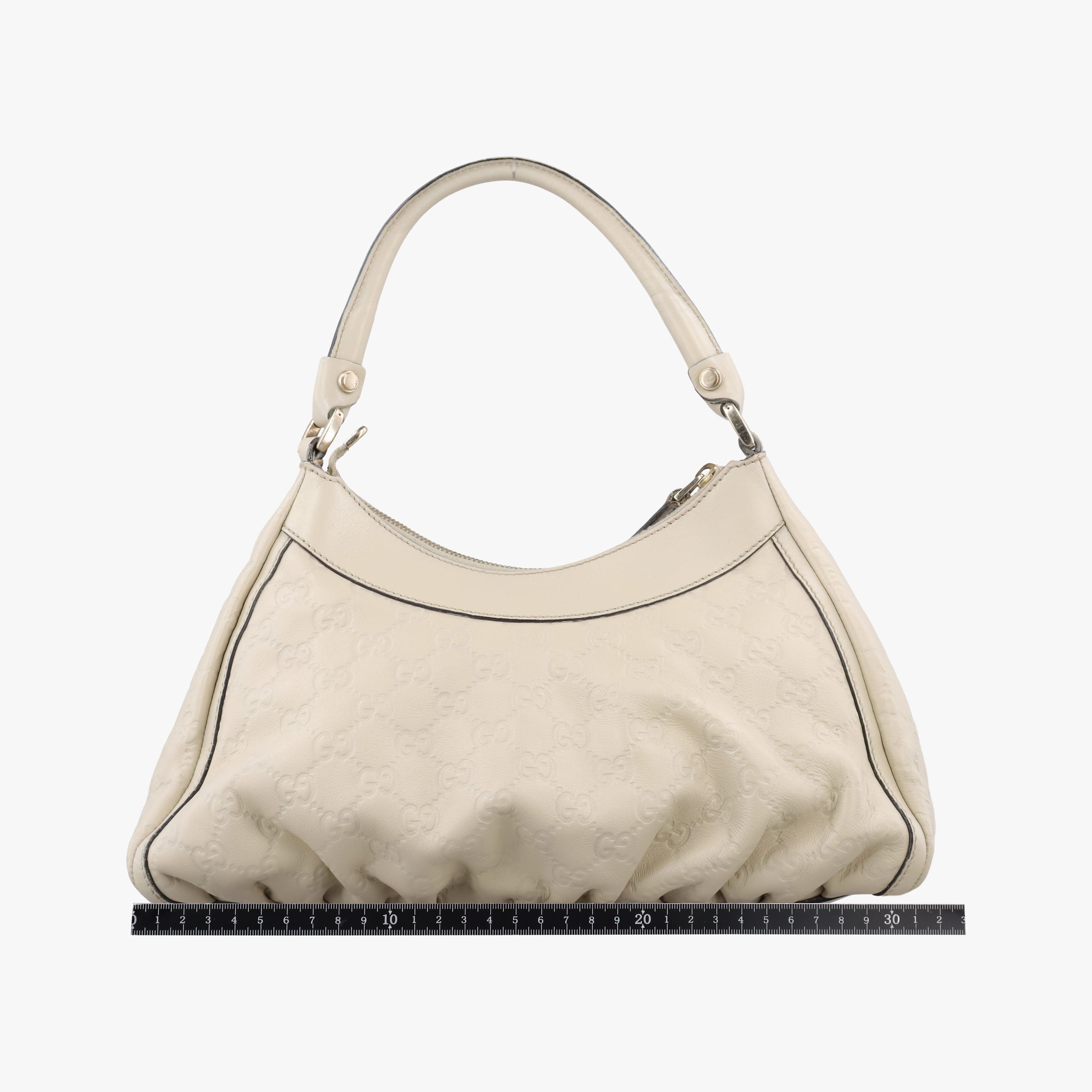 Pre-owned Gucci Abbey D-ring Hobo White Leather 190525 shoulderbag | stylenewstar