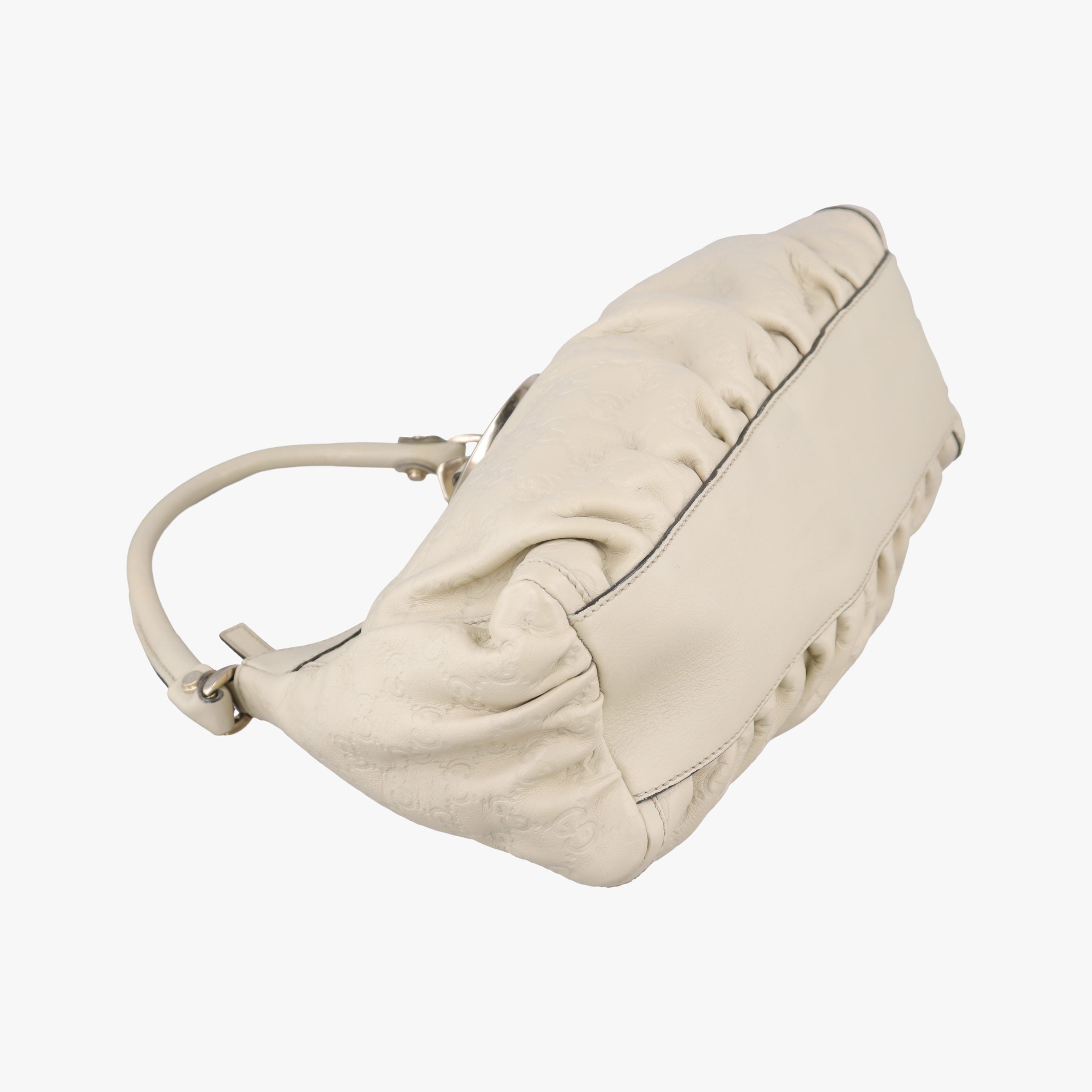 Pre-owned Gucci Abbey D-ring Hobo White Leather 190525 shoulderbag | stylenewstar