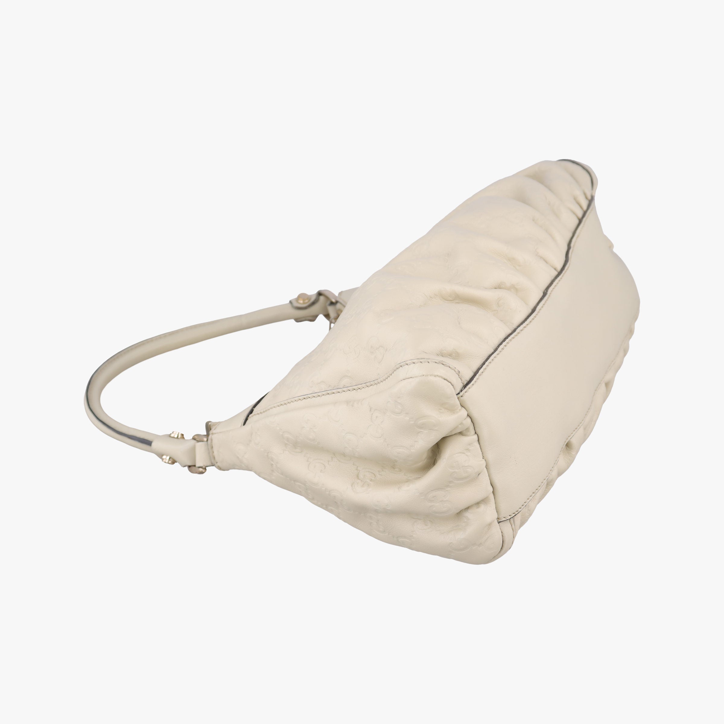 Pre-owned Gucci Abbey D-ring Hobo White Leather 190525 shoulderbag | stylenewstar