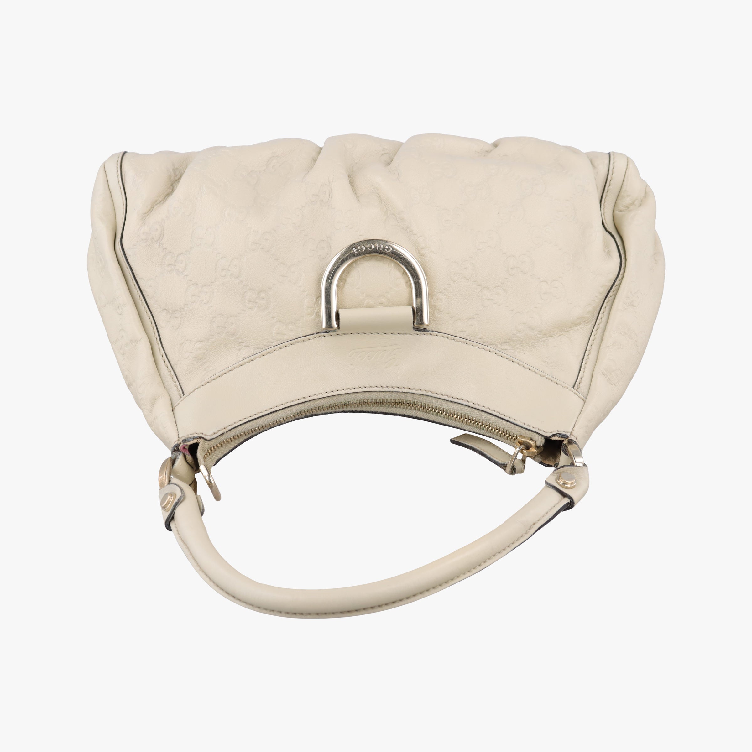 Pre-owned Gucci Abbey D-ring Hobo White Leather 190525 shoulderbag | stylenewstar