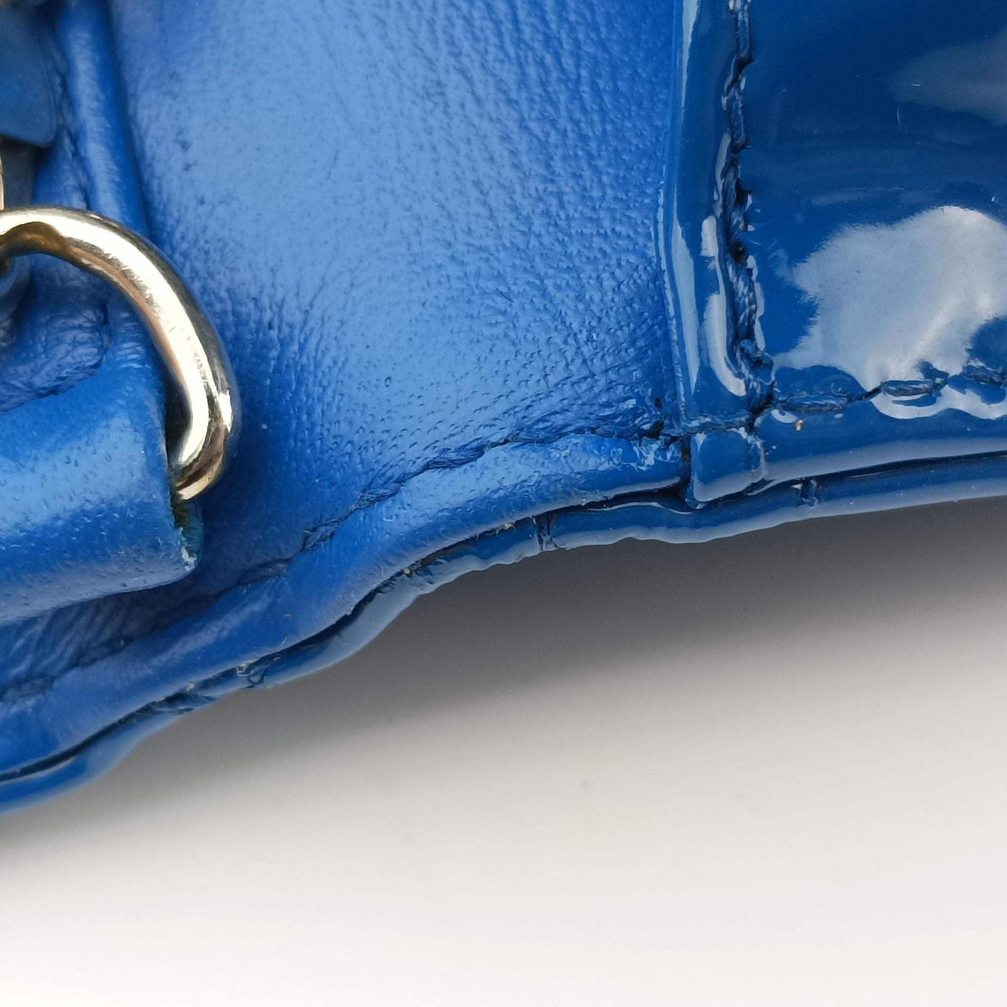 Pre-owned Christian Dior Cannage New Lock Blue Patent  shoulderbag | stylenewstar