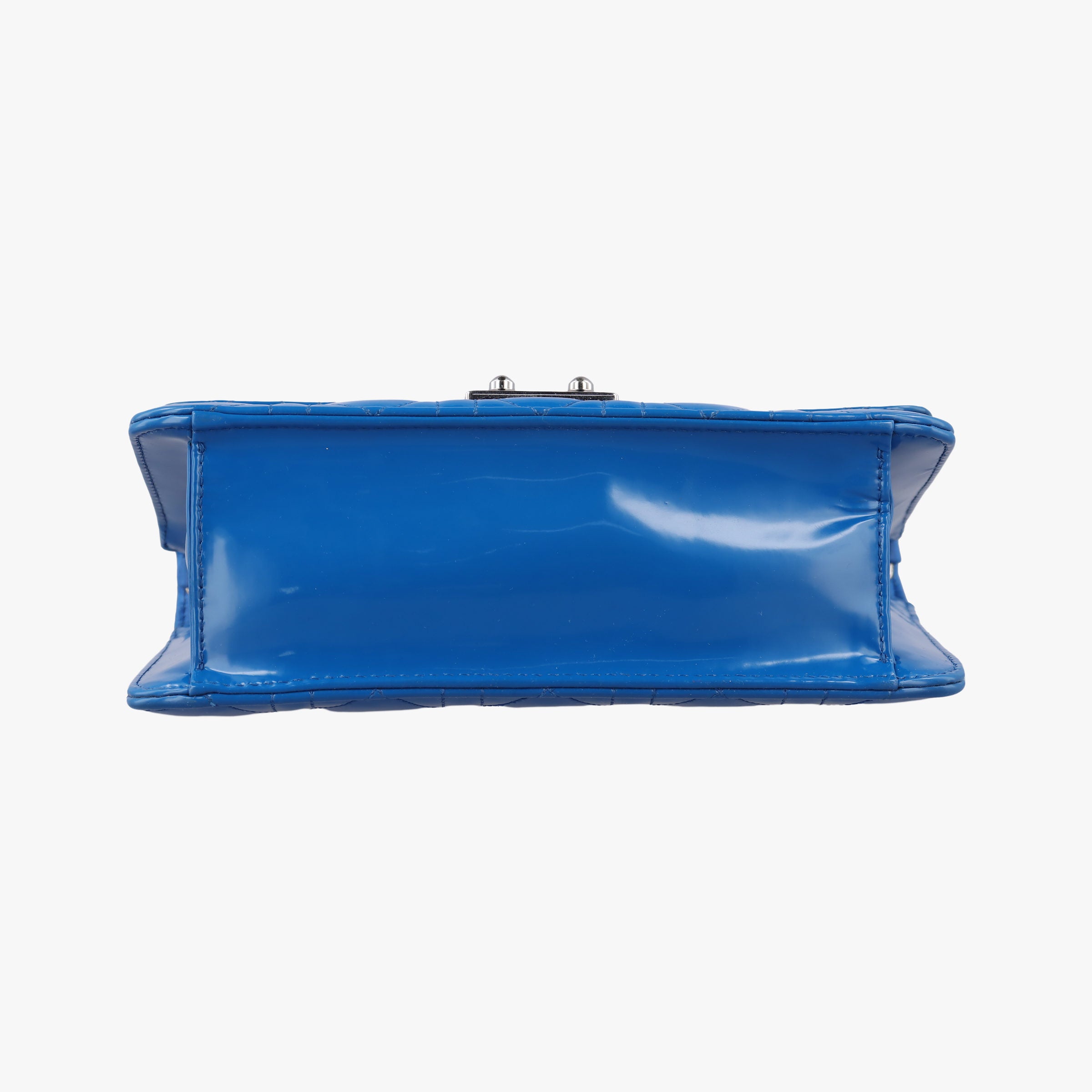 Pre-owned Christian Dior Cannage New Lock Blue Patent  shoulderbag | stylenewstar