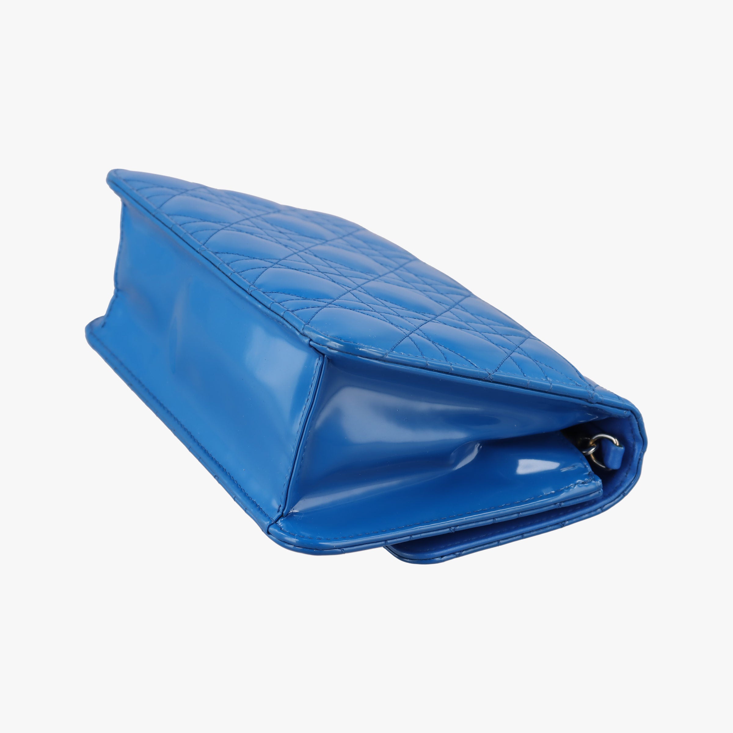 Pre-owned Christian Dior Cannage New Lock Blue Patent  shoulderbag | stylenewstar