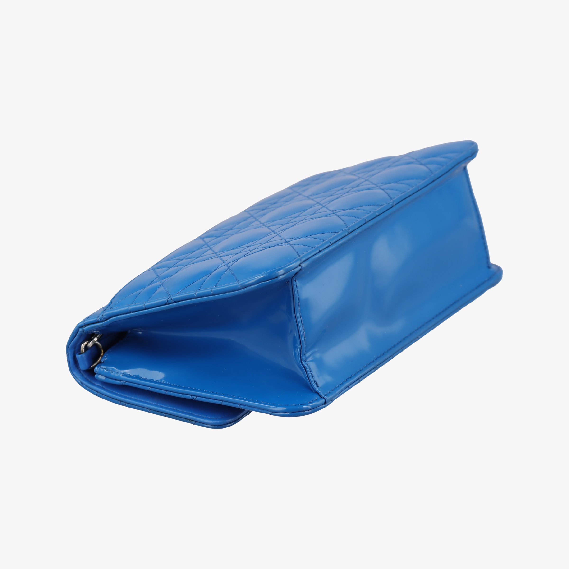 Pre-owned Christian Dior Cannage New Lock Blue Patent  shoulderbag | stylenewstar