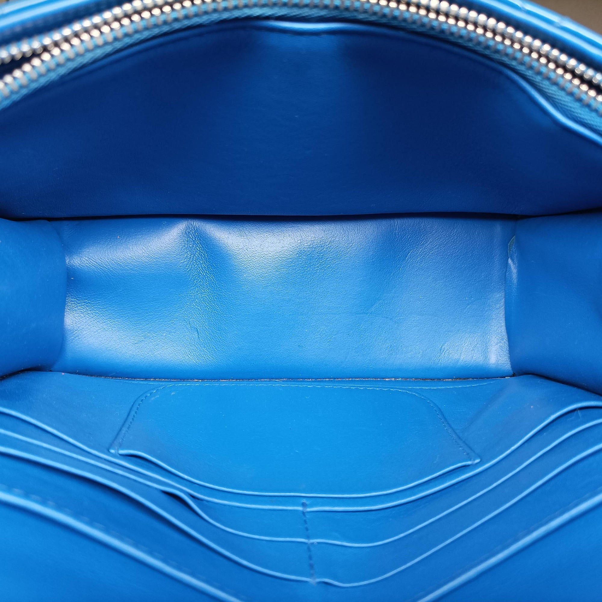 Pre-owned Christian Dior Cannage New Lock Blue Patent  shoulderbag | stylenewstar