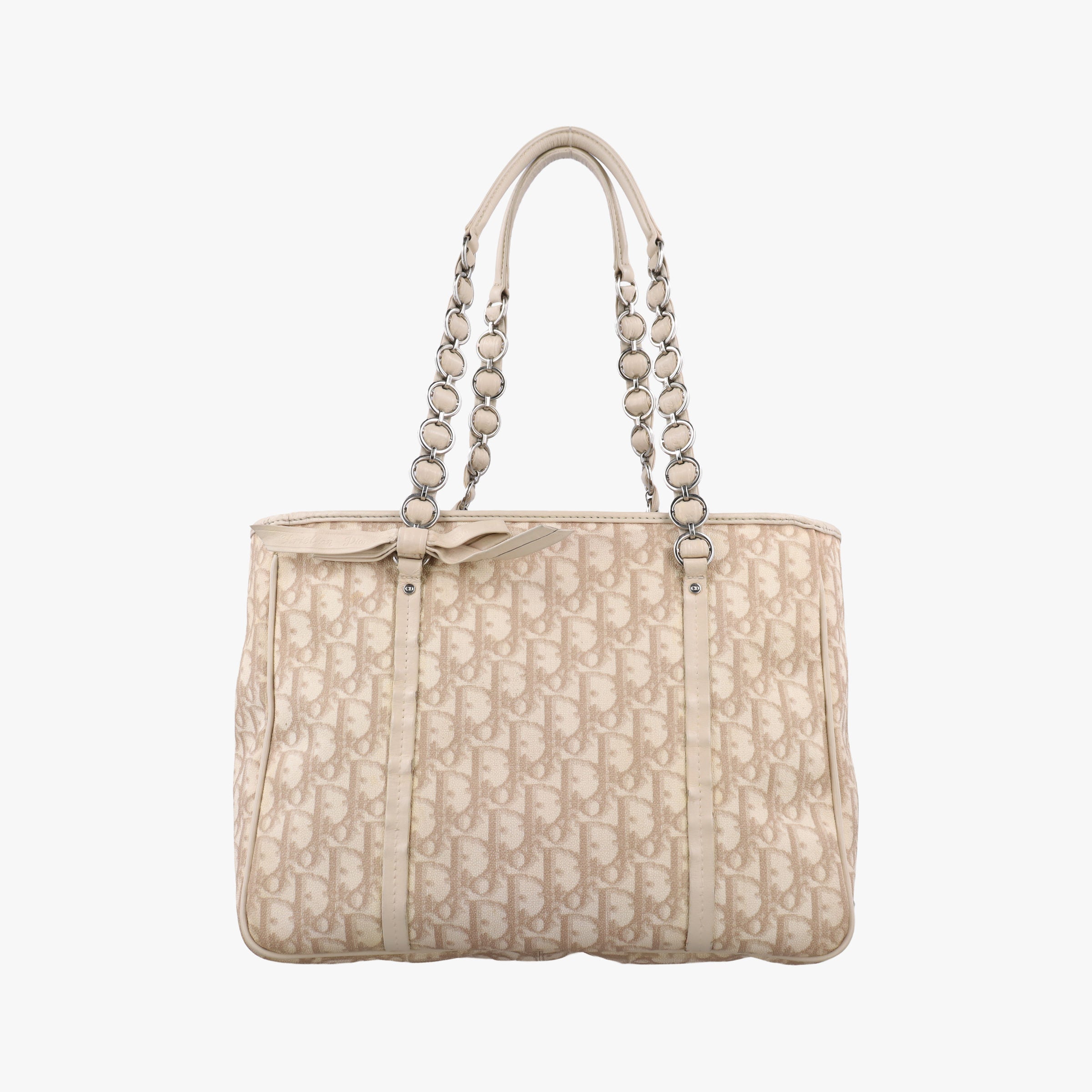 Vintage Christian Dior Diorissimo Romantique Beige PVC coated canvas ×Leather  handbag | stylenewstar