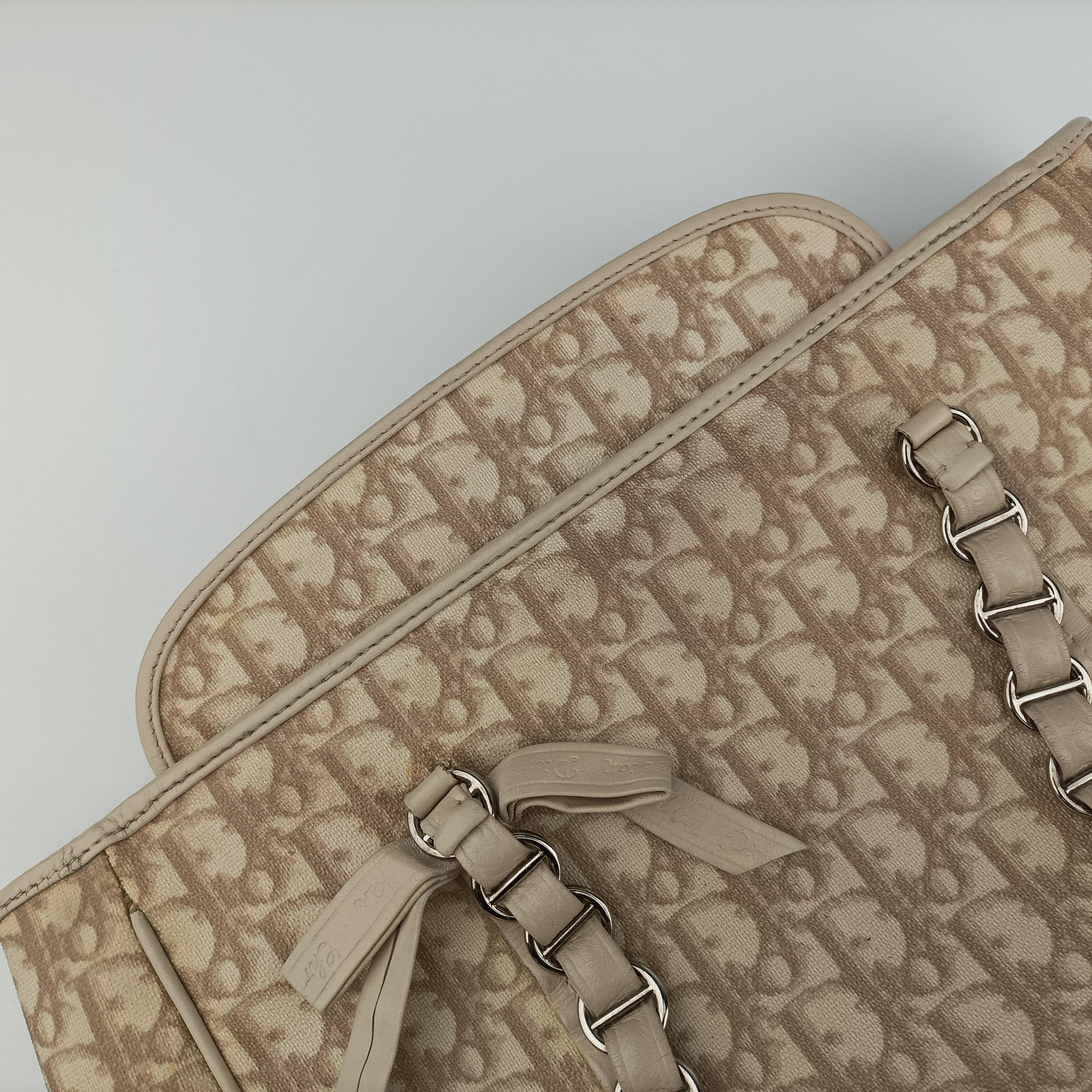 Vintage Christian Dior Diorissimo Romantique Beige PVC coated canvas ×Leather  handbag | stylenewstar