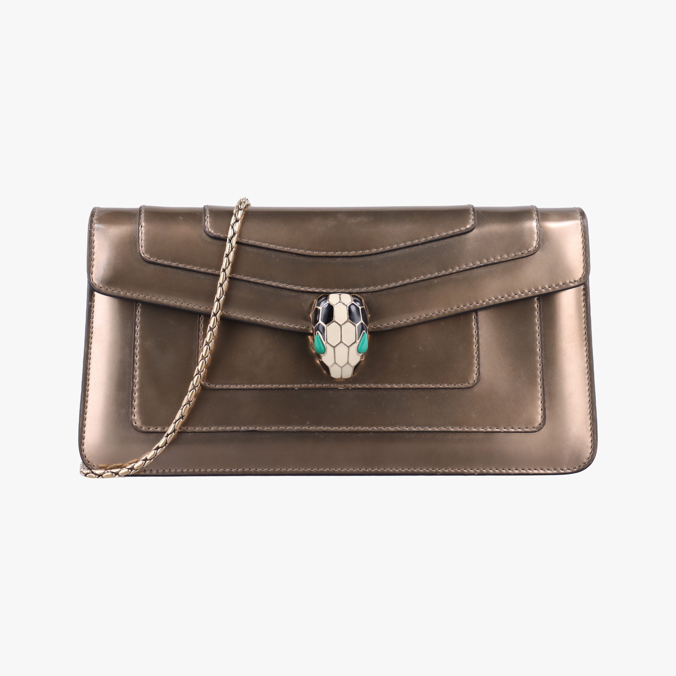 Pre-owned Bvlgari SERPENTI FOREVER Golden Leather  shoulderbag | stylenewstar