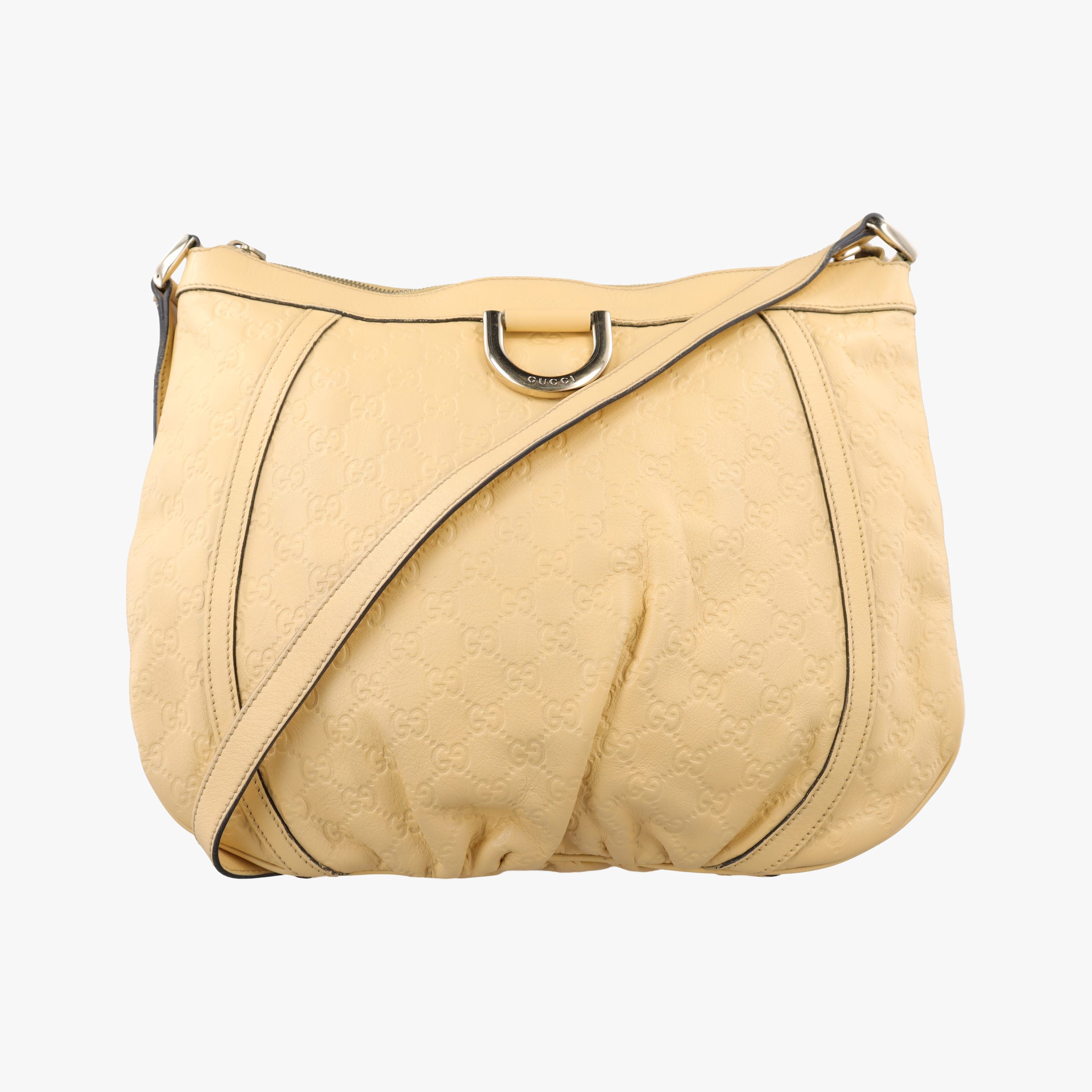 Pre-owned Gucci Abbey D-ring Hobo Beige Leather 204940 shoulderbag | stylenewstar
