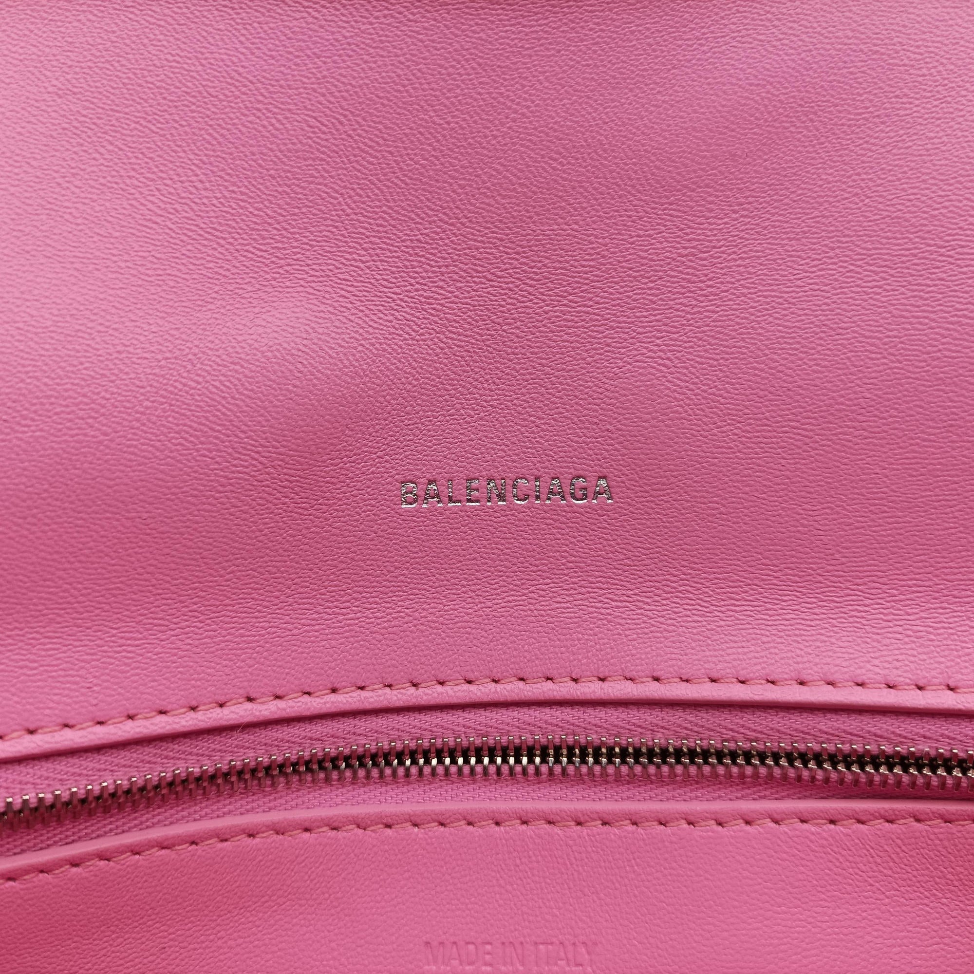 Pre-owned Balenciaga Hourglass Pink Faux fur  shoulderbag | stylenewstar