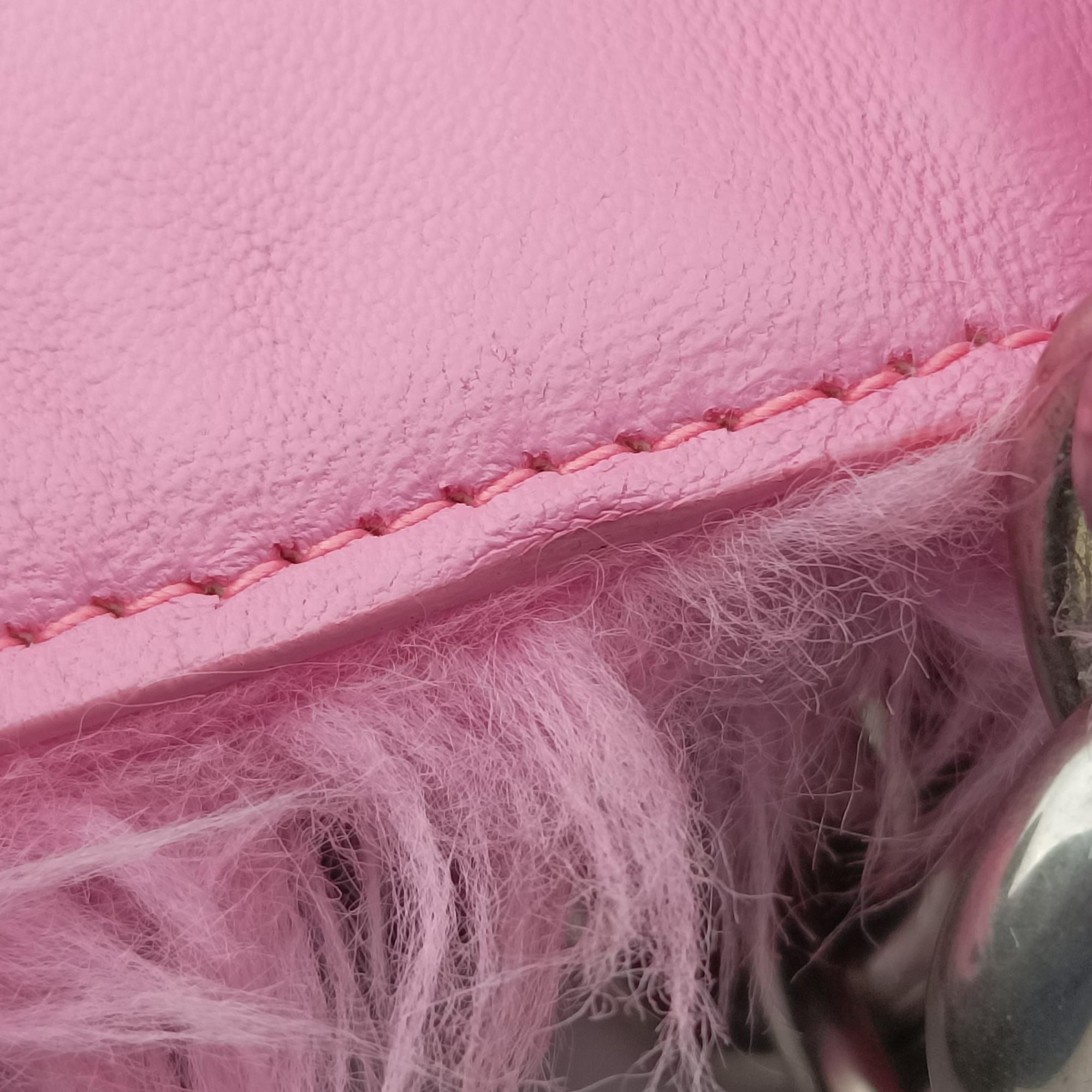 Pre-owned Balenciaga Hourglass Pink Faux fur  shoulderbag | stylenewstar
