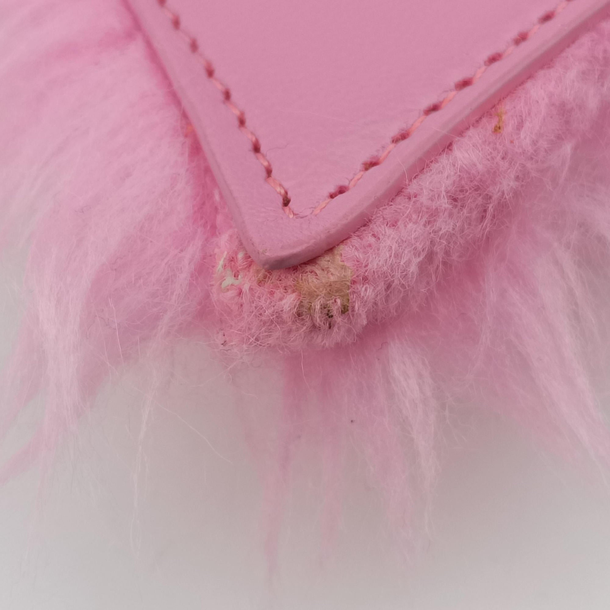 Pre-owned Balenciaga Hourglass Pink Faux fur  shoulderbag | stylenewstar
