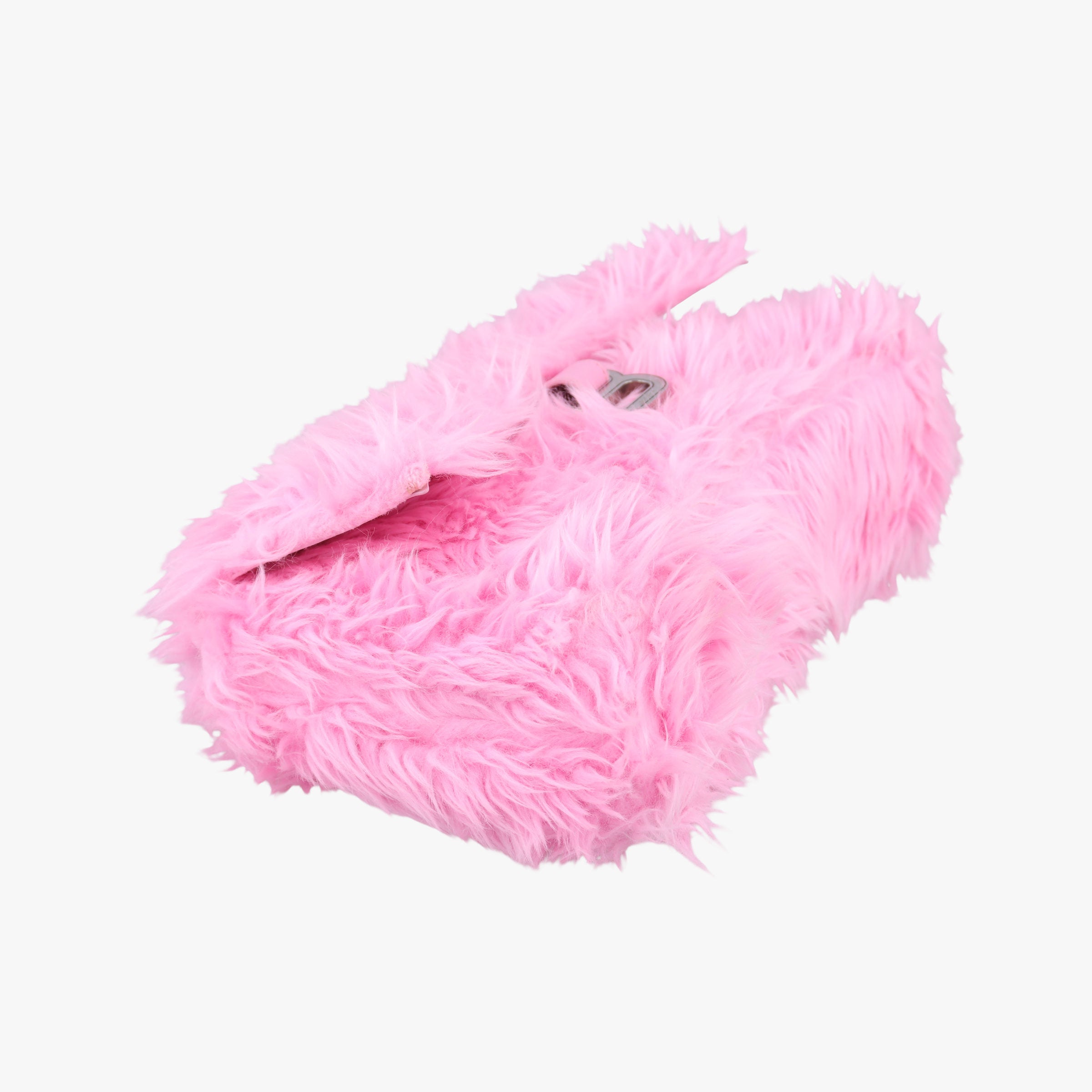 Pre-owned Balenciaga Hourglass Pink Faux fur  shoulderbag | stylenewstar