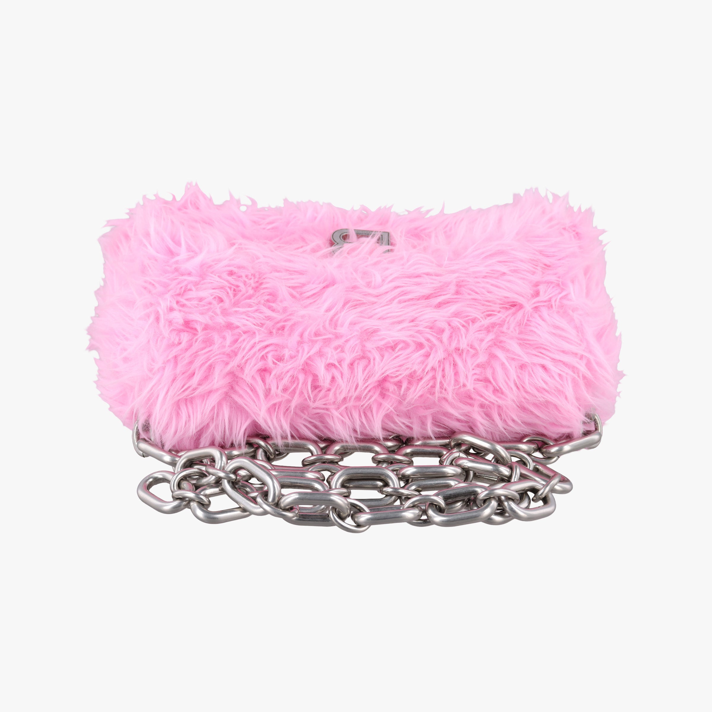 Pre-owned Balenciaga Hourglass Pink Faux fur  shoulderbag | stylenewstar