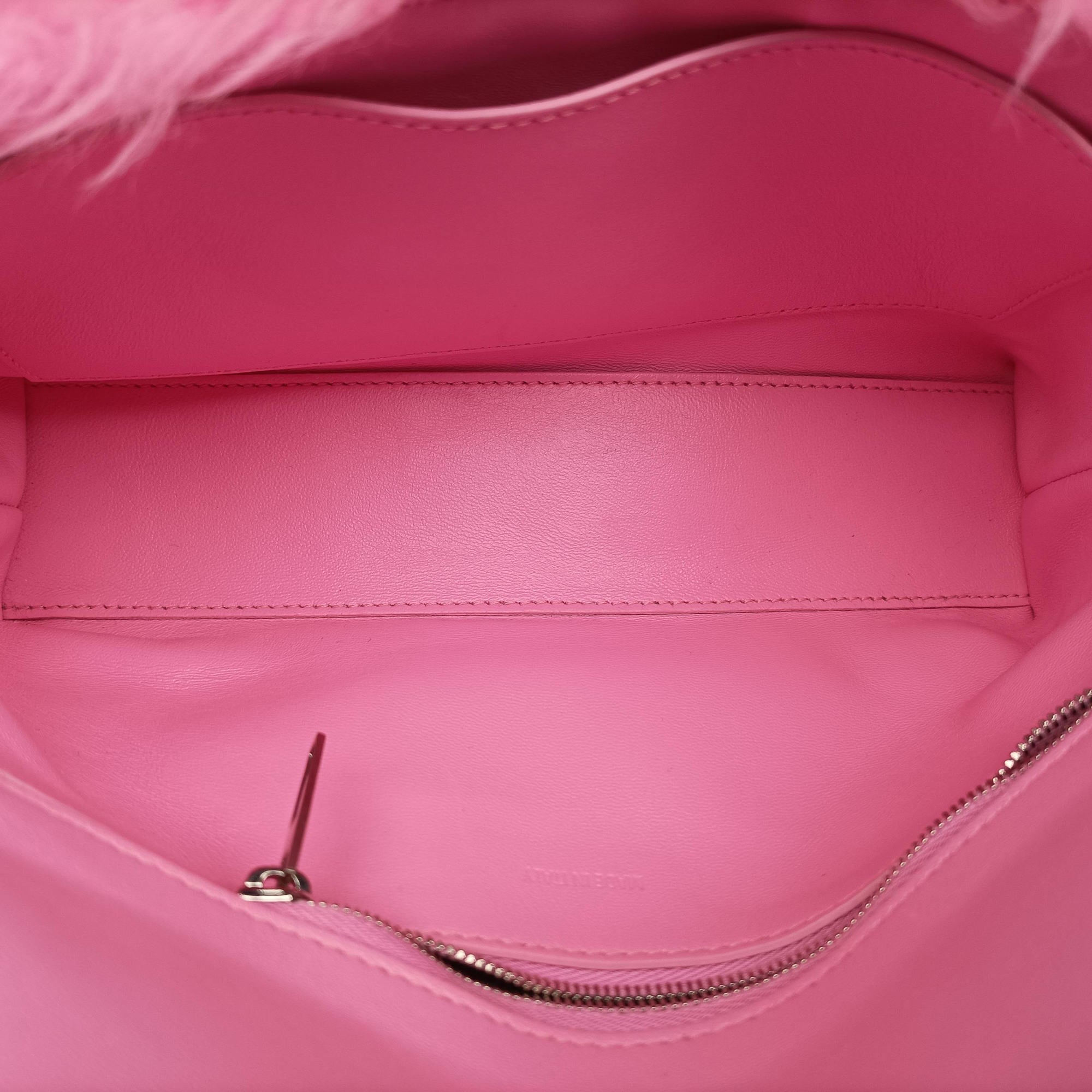 Pre-owned Balenciaga Hourglass Pink Faux fur  shoulderbag | stylenewstar