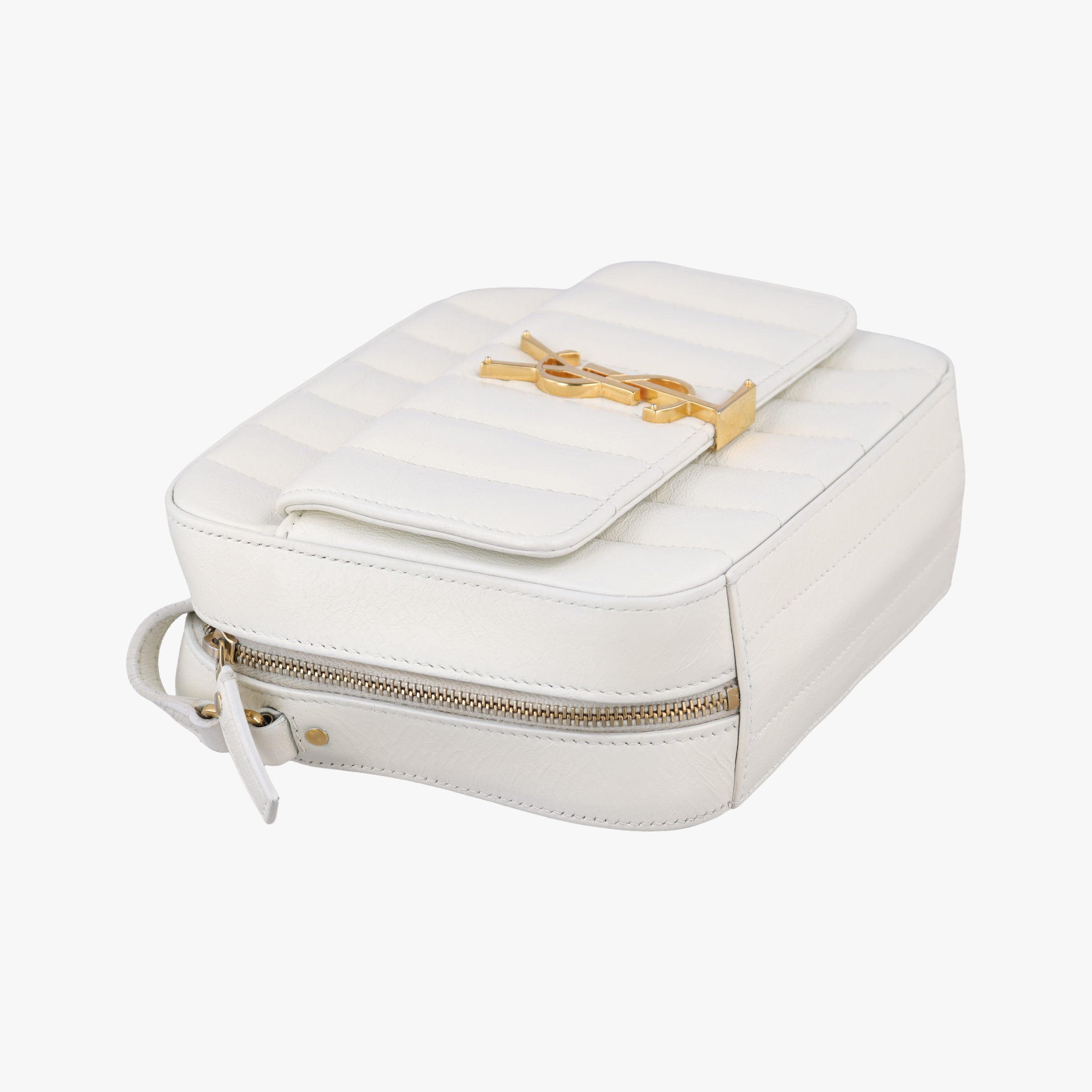Vintage Yves Saint Laurent VICKY camera White lambskin 555052 shoulderbag | stylenewstar