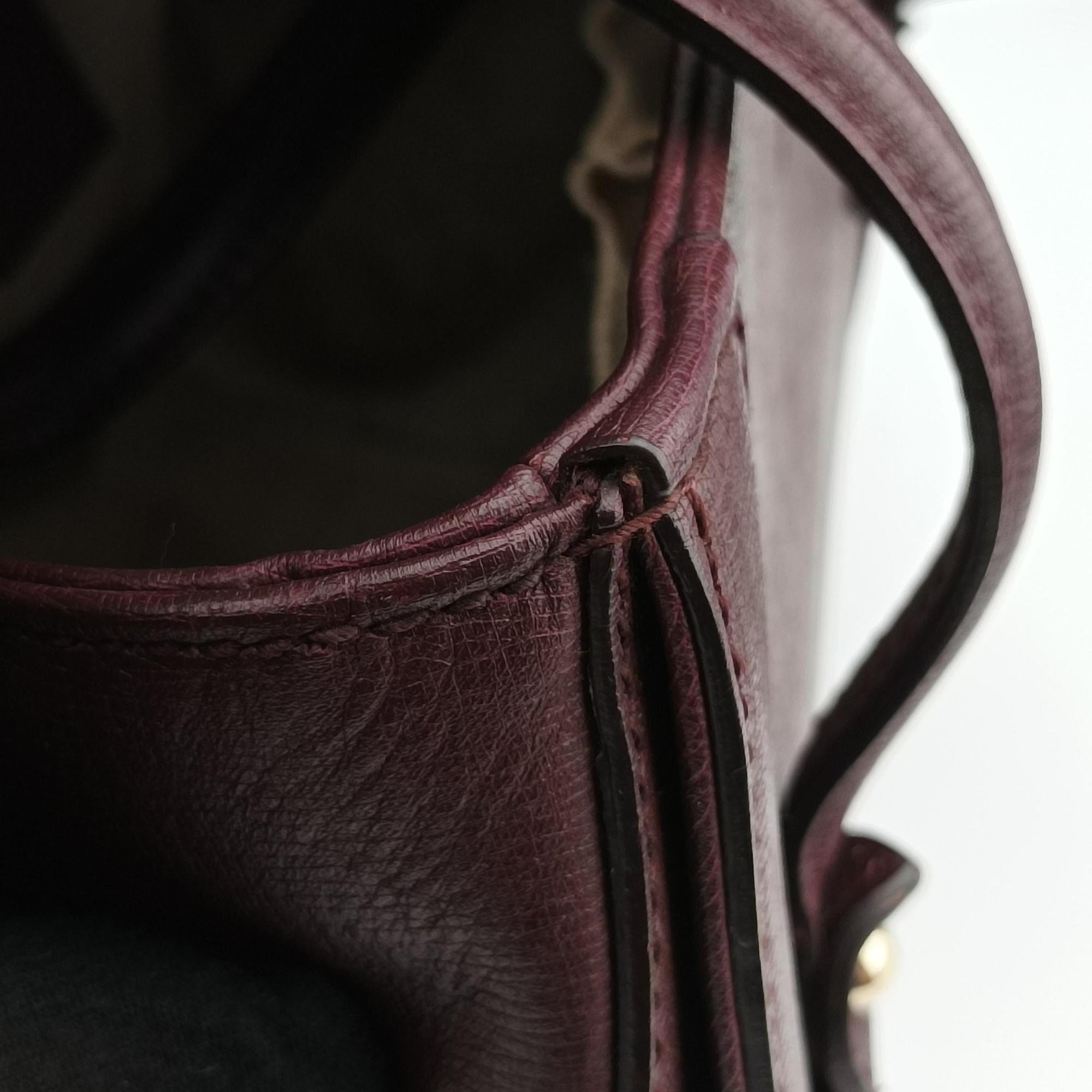 Pre-owned Gucci Bamboo Bullet Burgundy Leather 338989 shoulderbag | stylenewstar