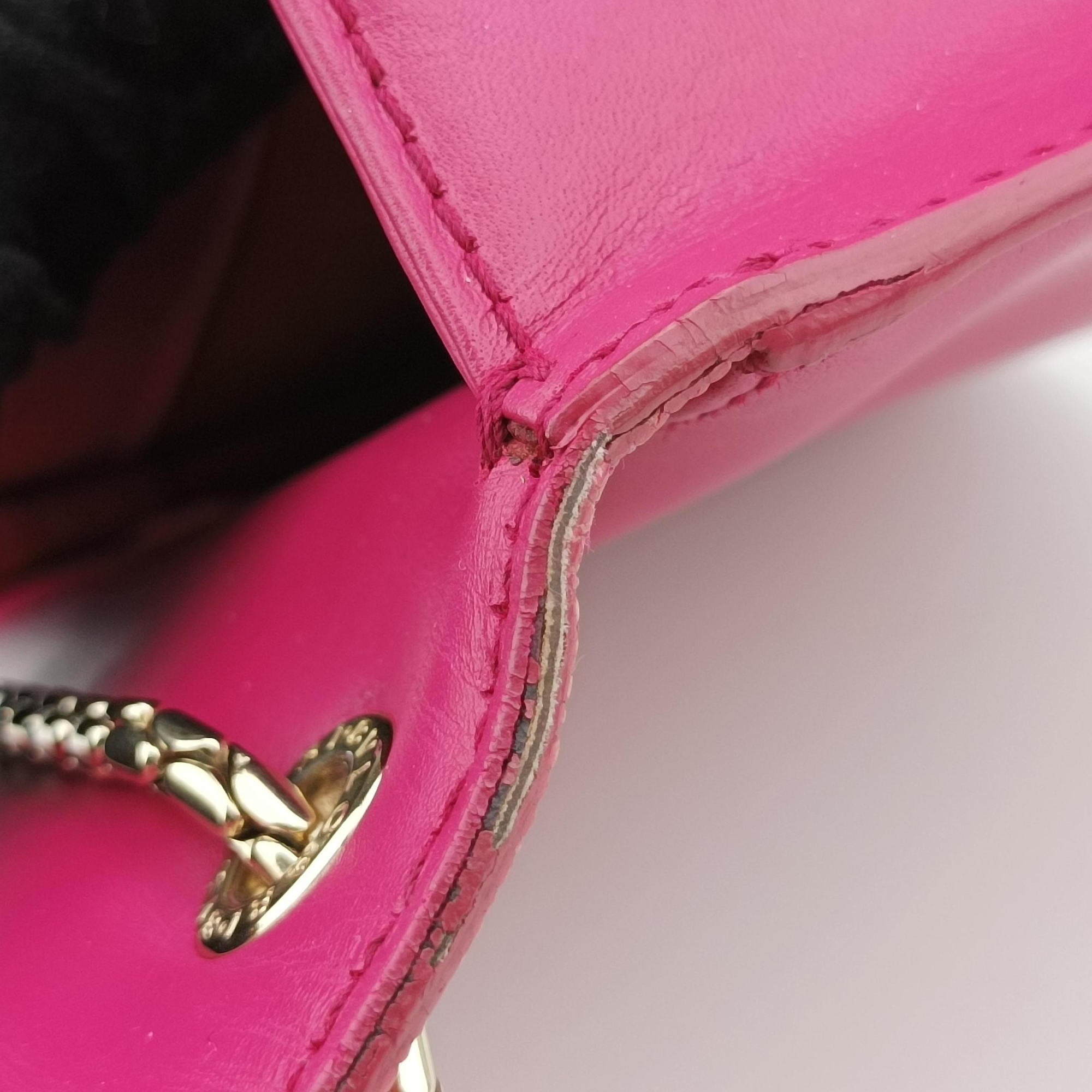 Pre-owned Bvlgari Serpenti Pink Galuchat Skin×Leather  shoulderbag | stylenewstar