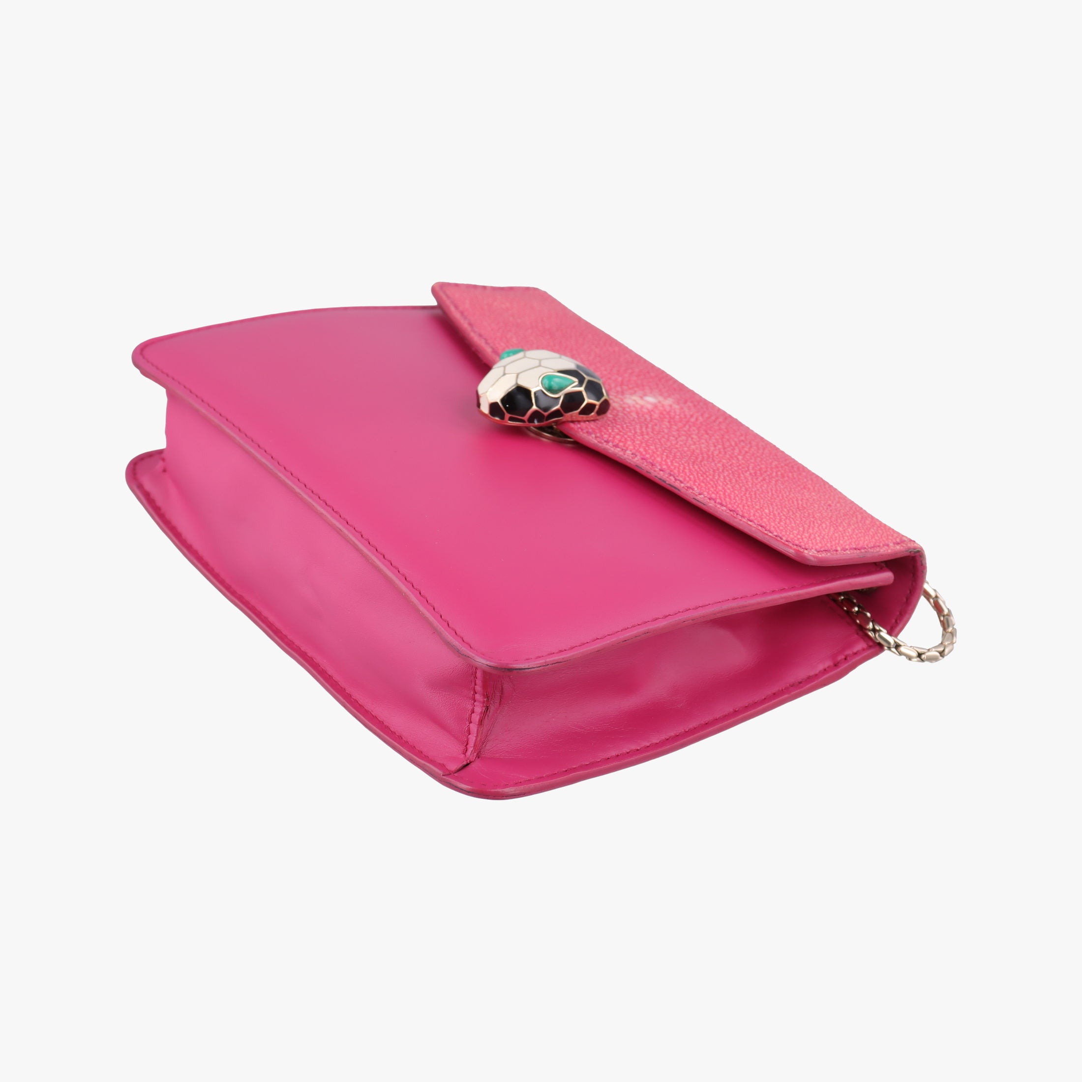 Pre-owned Bvlgari Serpenti Pink Galuchat Skin×Leather  shoulderbag | stylenewstar