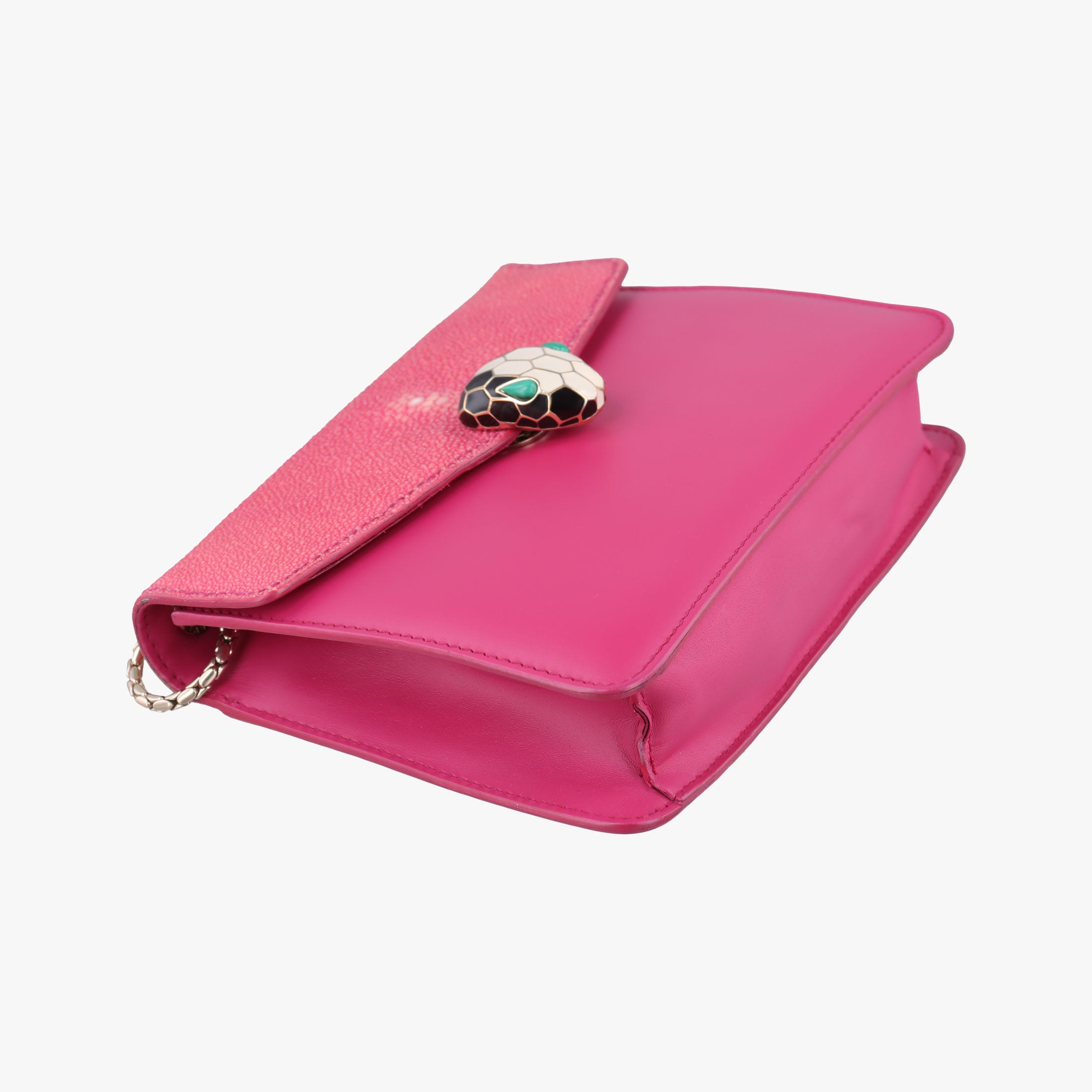 Pre-owned Bvlgari Serpenti Pink Galuchat Skin×Leather  shoulderbag | stylenewstar