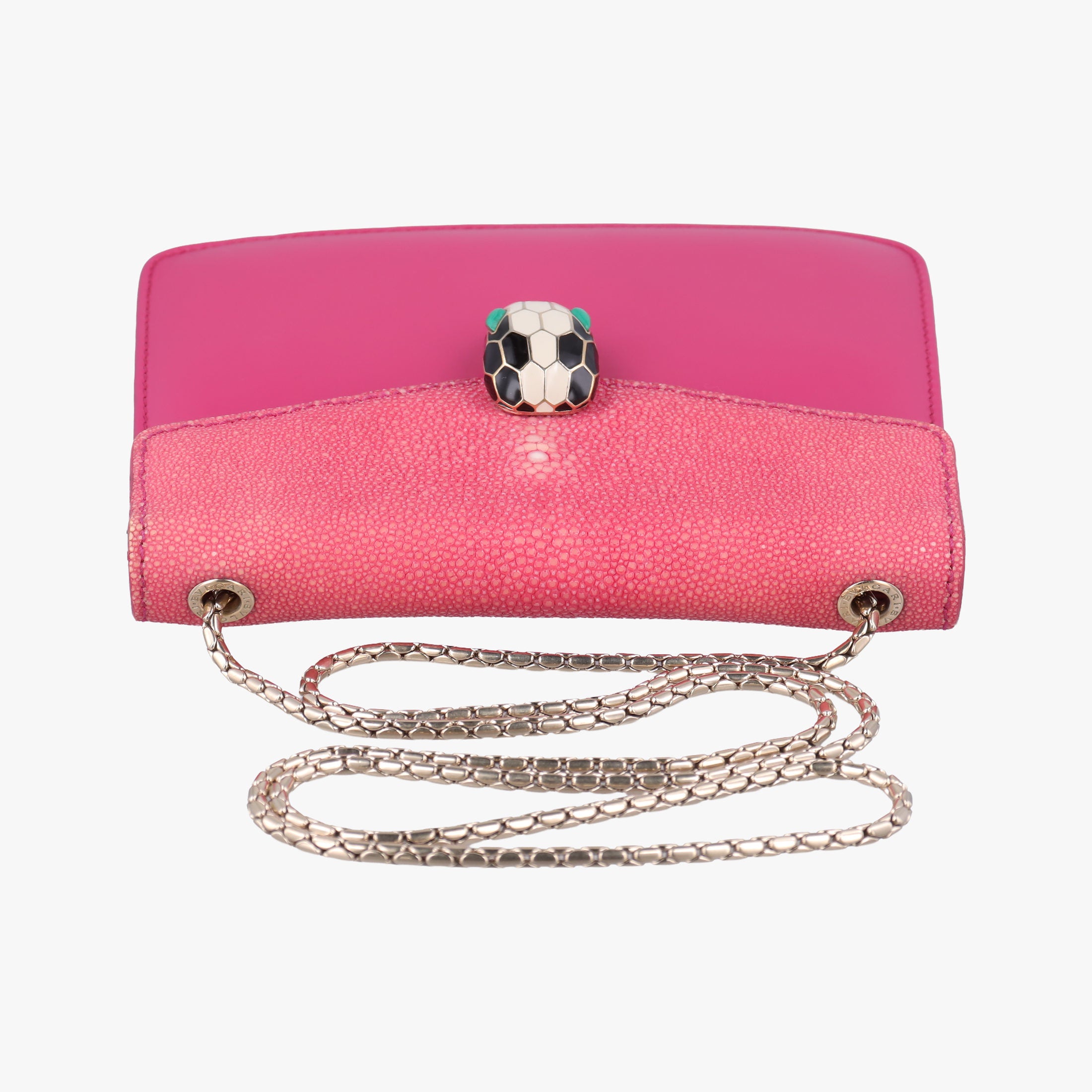 Pre-owned Bvlgari Serpenti Pink Galuchat Skin×Leather  shoulderbag | stylenewstar