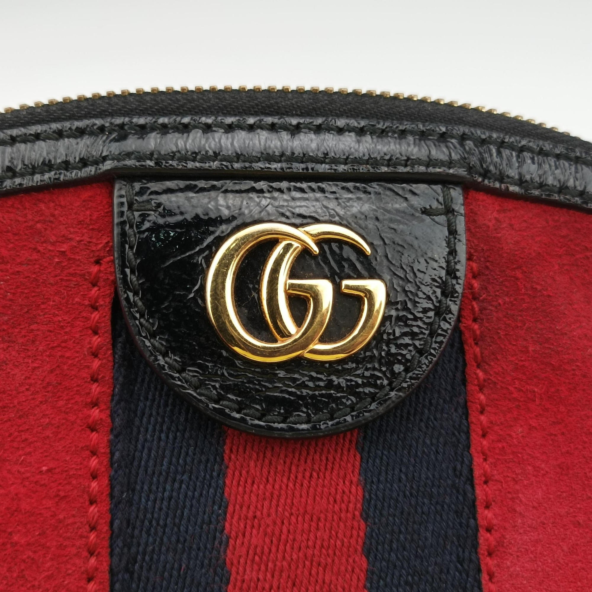Pre-owned Gucci Ophidia Red suede×leather 449621 shoulderbag | stylenewstar