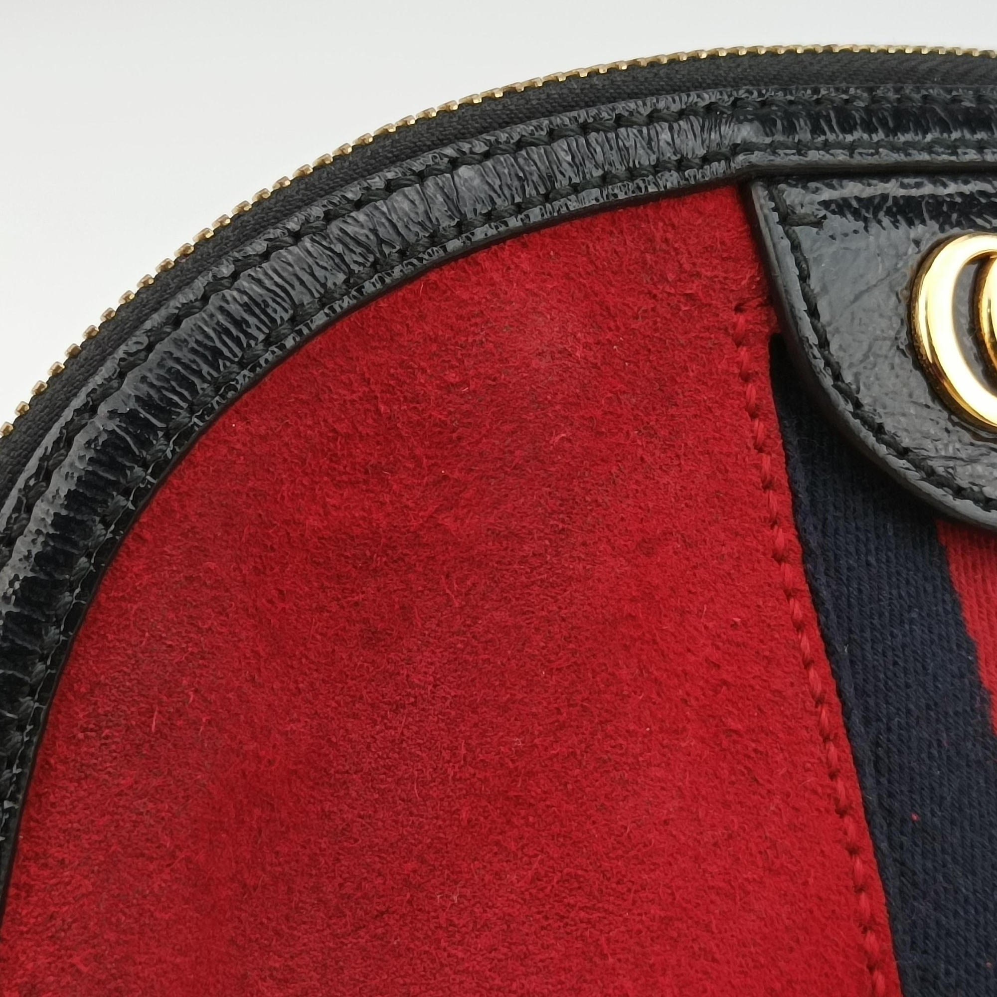 Pre-owned Gucci Ophidia Red suede×leather 449621 shoulderbag | stylenewstar