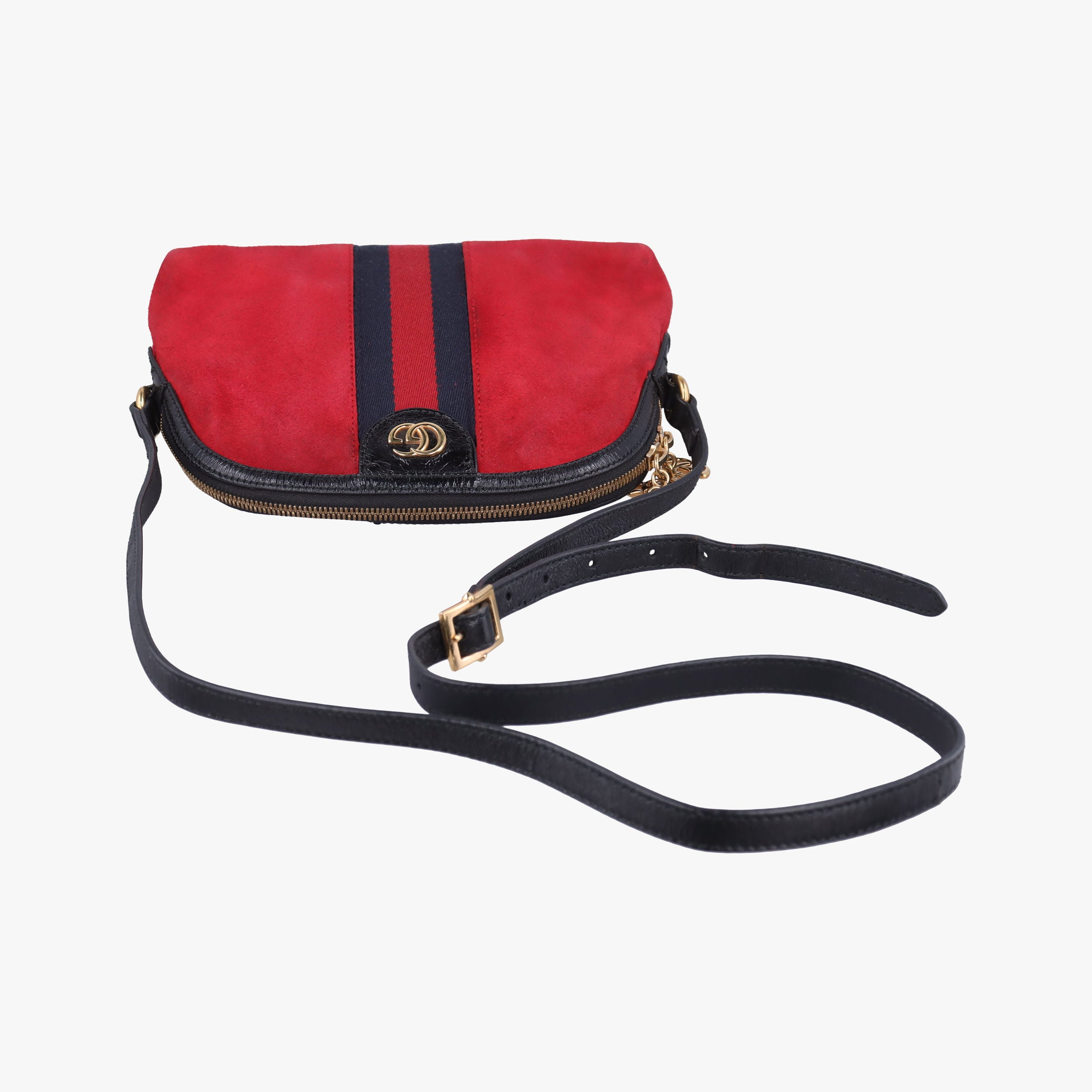 Pre-owned Gucci Ophidia Red suede×leather 449621 shoulderbag | stylenewstar