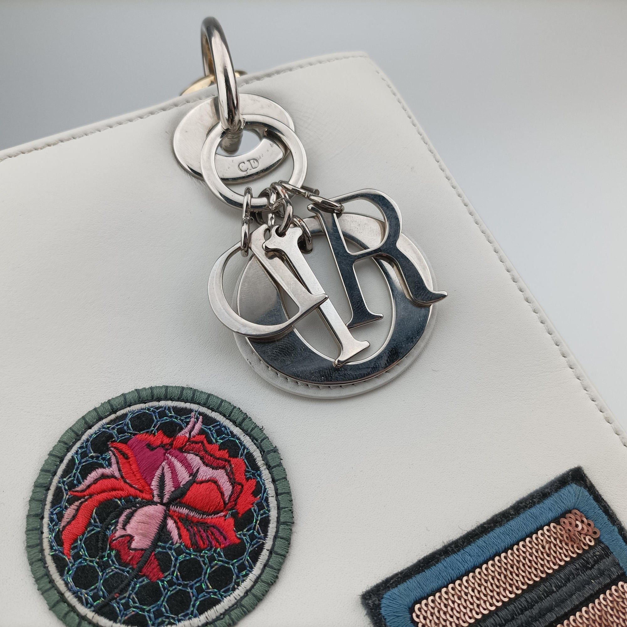 Secondhand Christian Dior Lady Dior White×Multicolour Leather  shoulderbag | stylenewstar