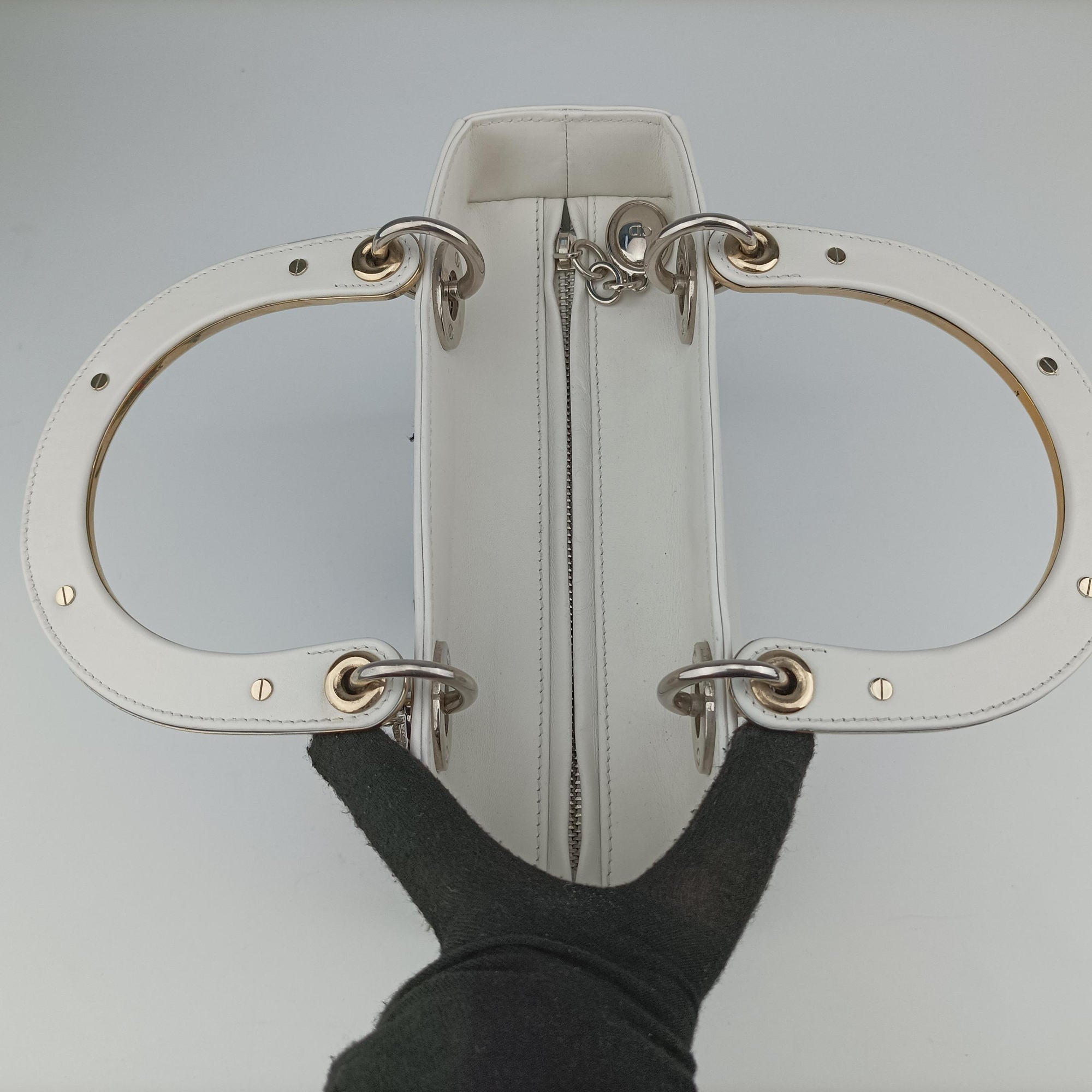 Secondhand Christian Dior Lady Dior White×Multicolour Leather  shoulderbag | stylenewstar