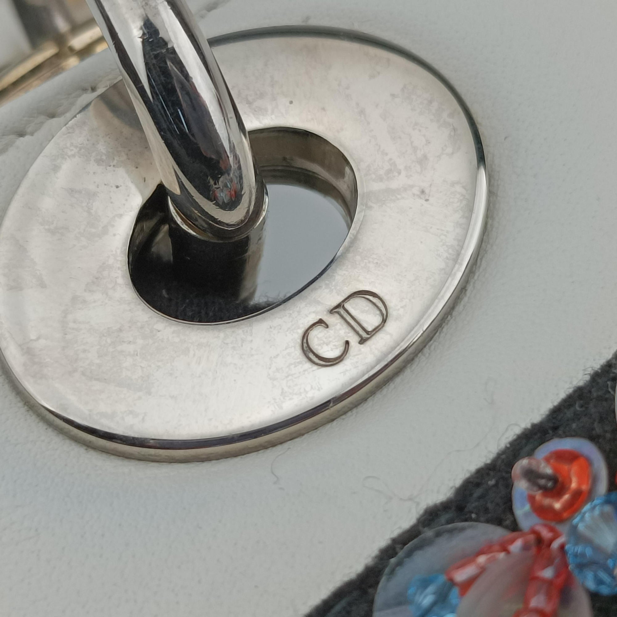 Secondhand Christian Dior Lady Dior White×Multicolour Leather  shoulderbag | stylenewstar